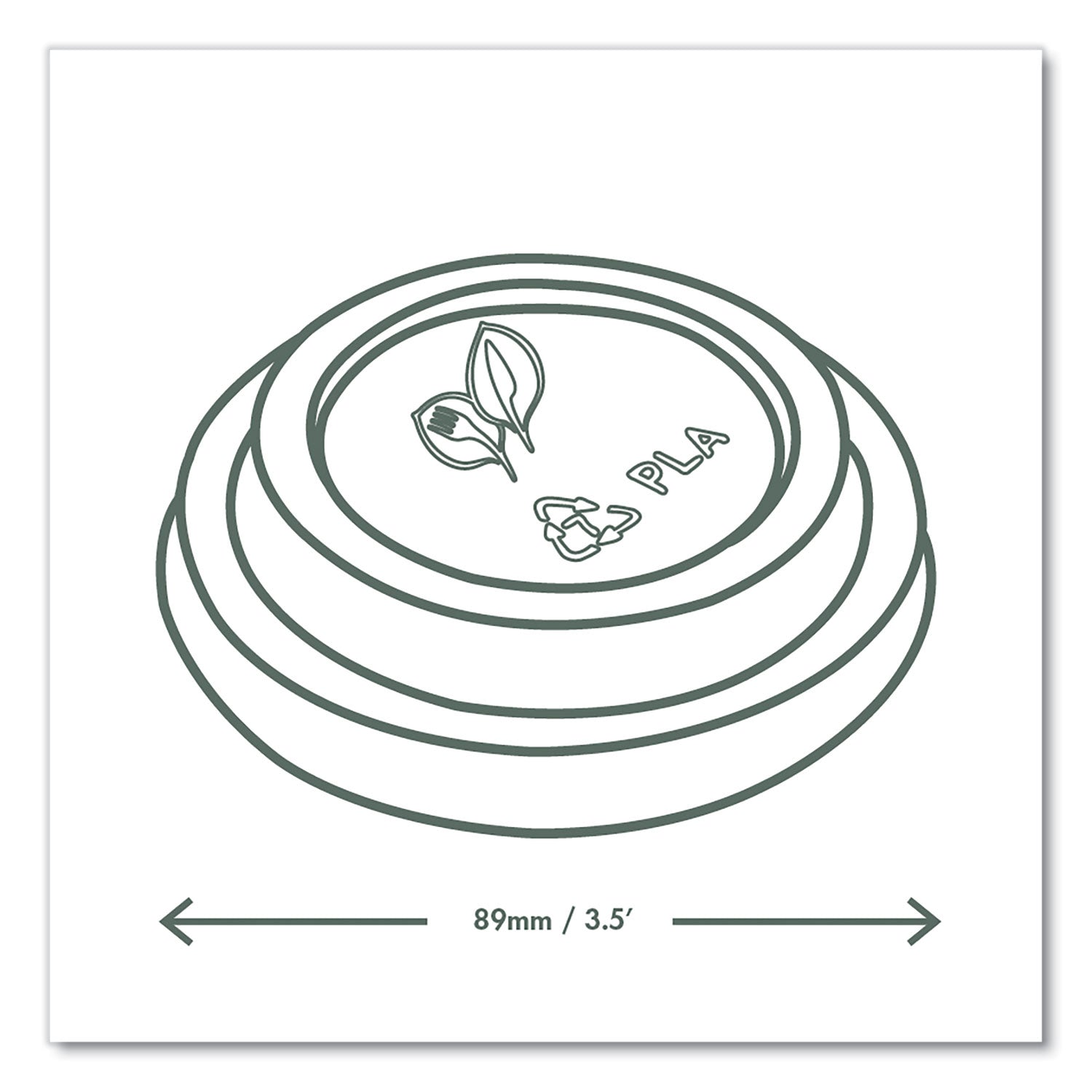 Vegware™ 89 Series Hot Cup Lids, Compostable, Fits 89-Series Hot Cups, White, 1,000/Carton