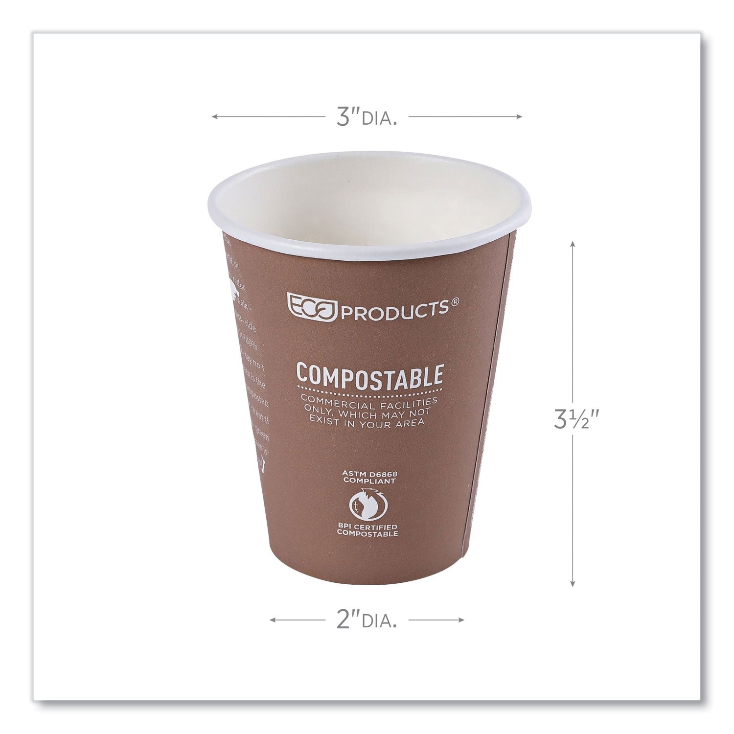 Eco-Products® World Art Renewable and Compostable Hot Cups, 8 oz, 50/Pack, 20 Packs/Carton