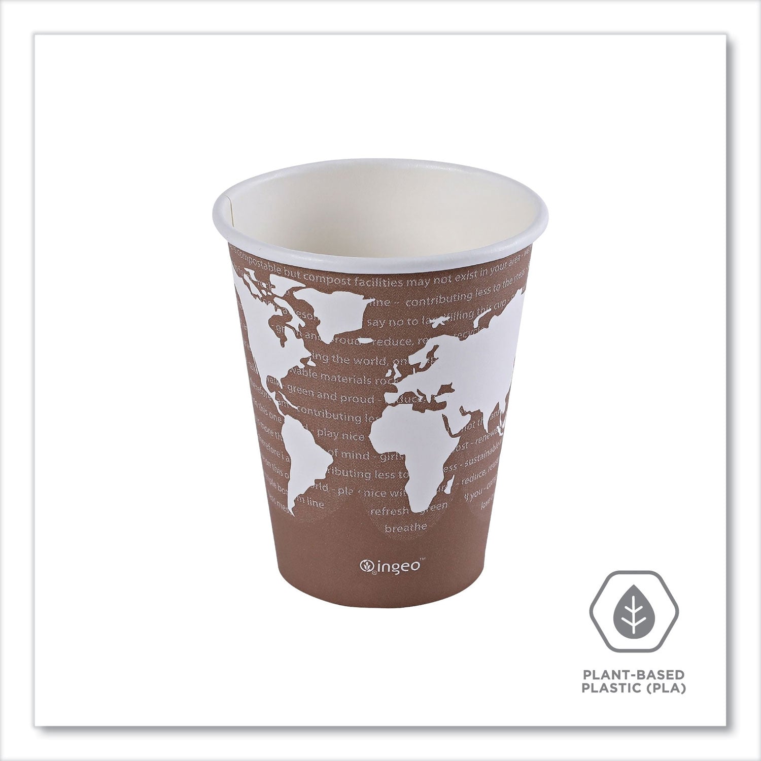 Eco-Products® World Art Renewable and Compostable Hot Cups, 8 oz, 50/Pack, 20 Packs/Carton