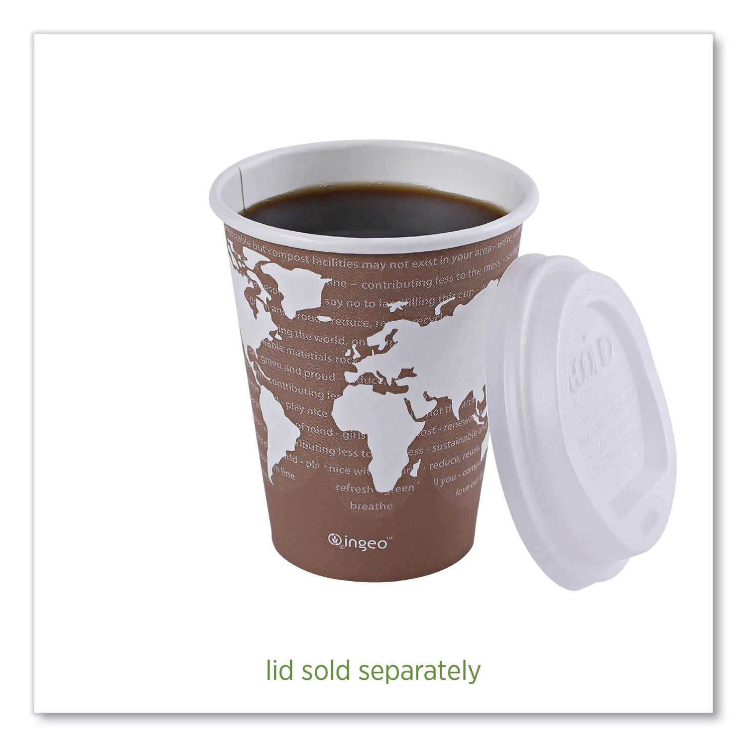 Eco-Products® World Art Renewable and Compostable Hot Cups, 8 oz, 50/Pack, 20 Packs/Carton