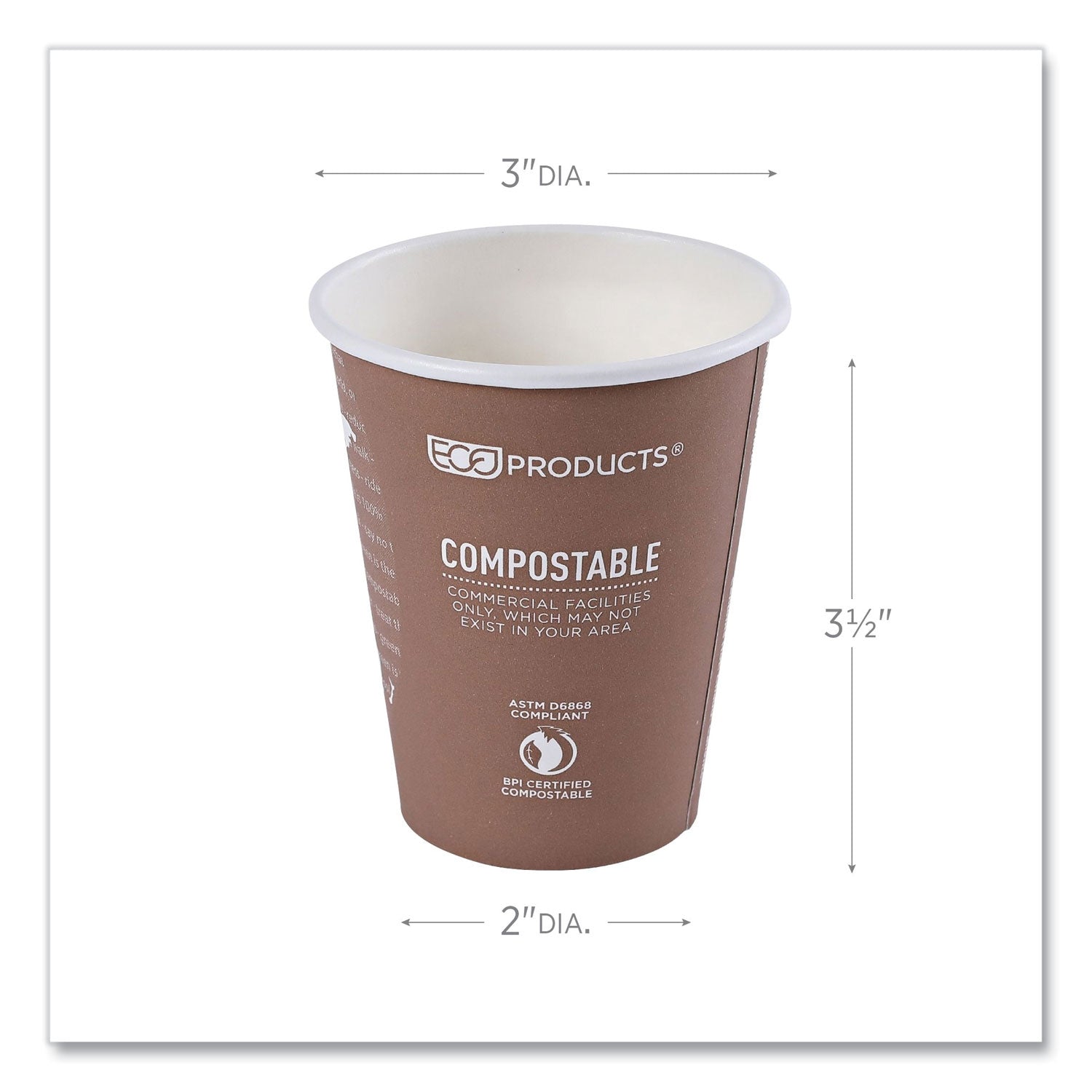 Eco-Products® World Art Renewable and Compostable Hot Cups, 8 oz, Plum, 50/Pack