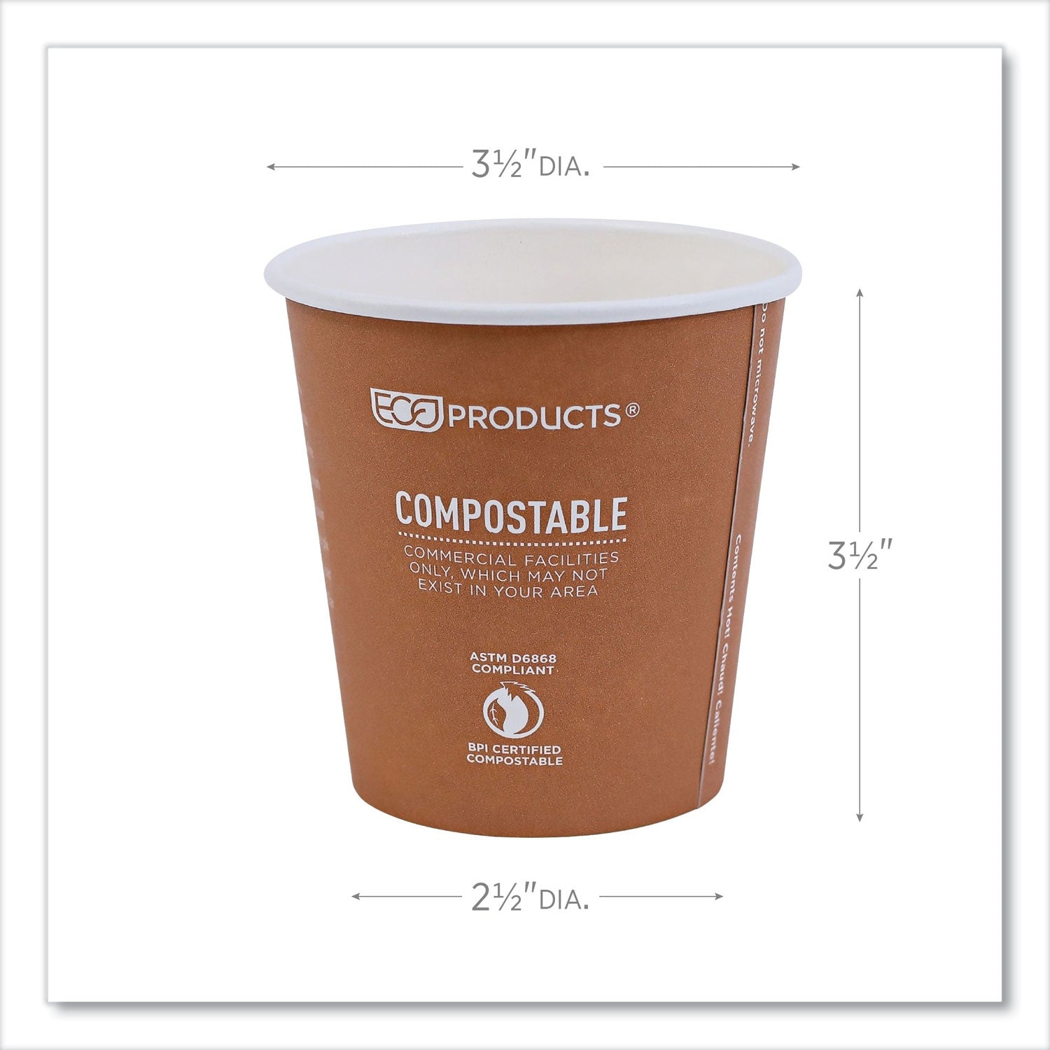 Eco-Products® World Art Renewable and Compostable Hot Cups, 10 oz, 50/Pack, 20 Packs/Carton