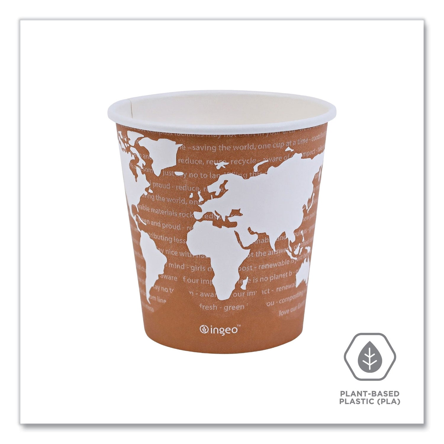 Eco-Products® World Art Renewable and Compostable Hot Cups, 10 oz, 50/Pack, 20 Packs/Carton