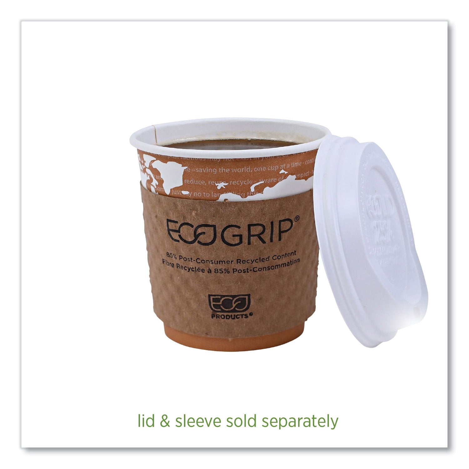 Eco-Products® World Art Renewable and Compostable Hot Cups, 10 oz, 50/Pack, 20 Packs/Carton