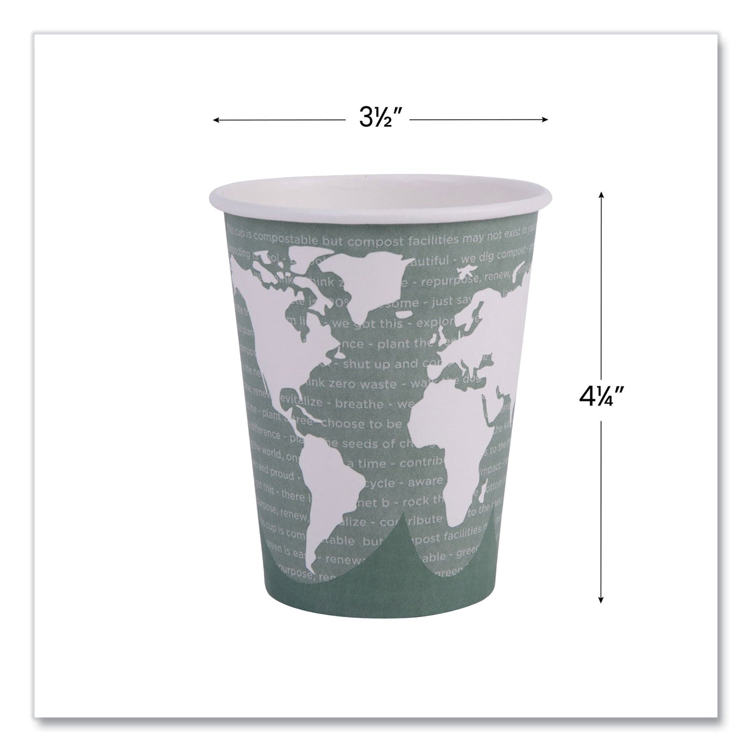 Eco-Products® World Art Renewable and Compostable Hot Cups, 12 oz, 50/Pack, 20 Packs/Carton