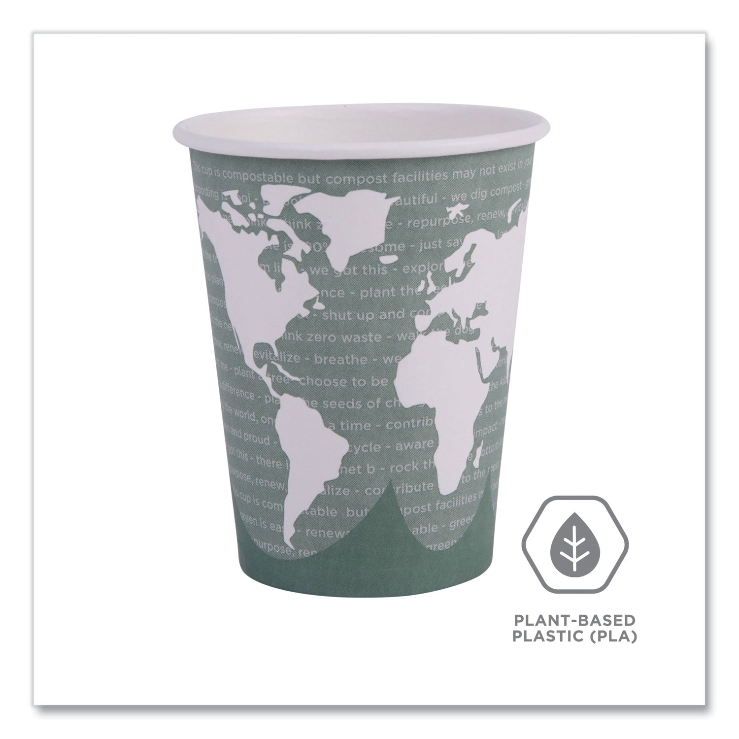 Eco-Products® World Art Renewable and Compostable Hot Cups, 12 oz, 50/Pack, 20 Packs/Carton