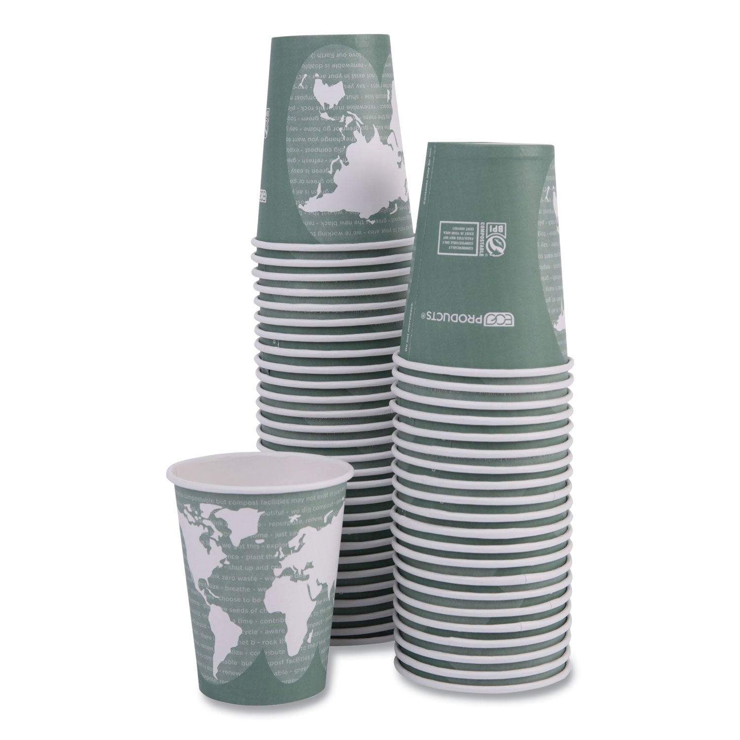 Eco-Products® World Art Renewable and Compostable Hot Cups, 12 oz, 50/Pack, 20 Packs/Carton