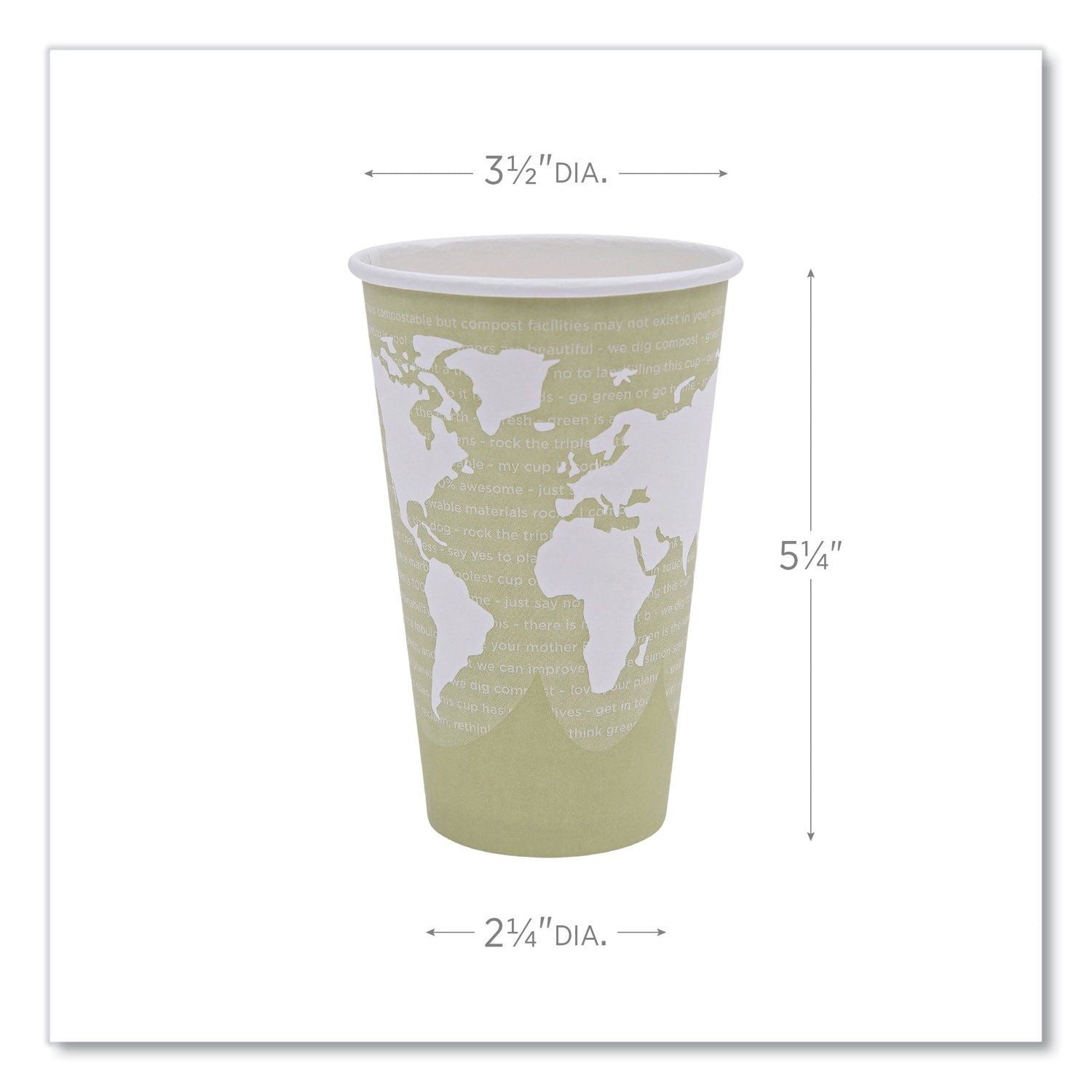 Eco-Products® World Art Renewable and Compostable Hot Cups, 16 oz, 50/Pack, 20 Packs/Carton