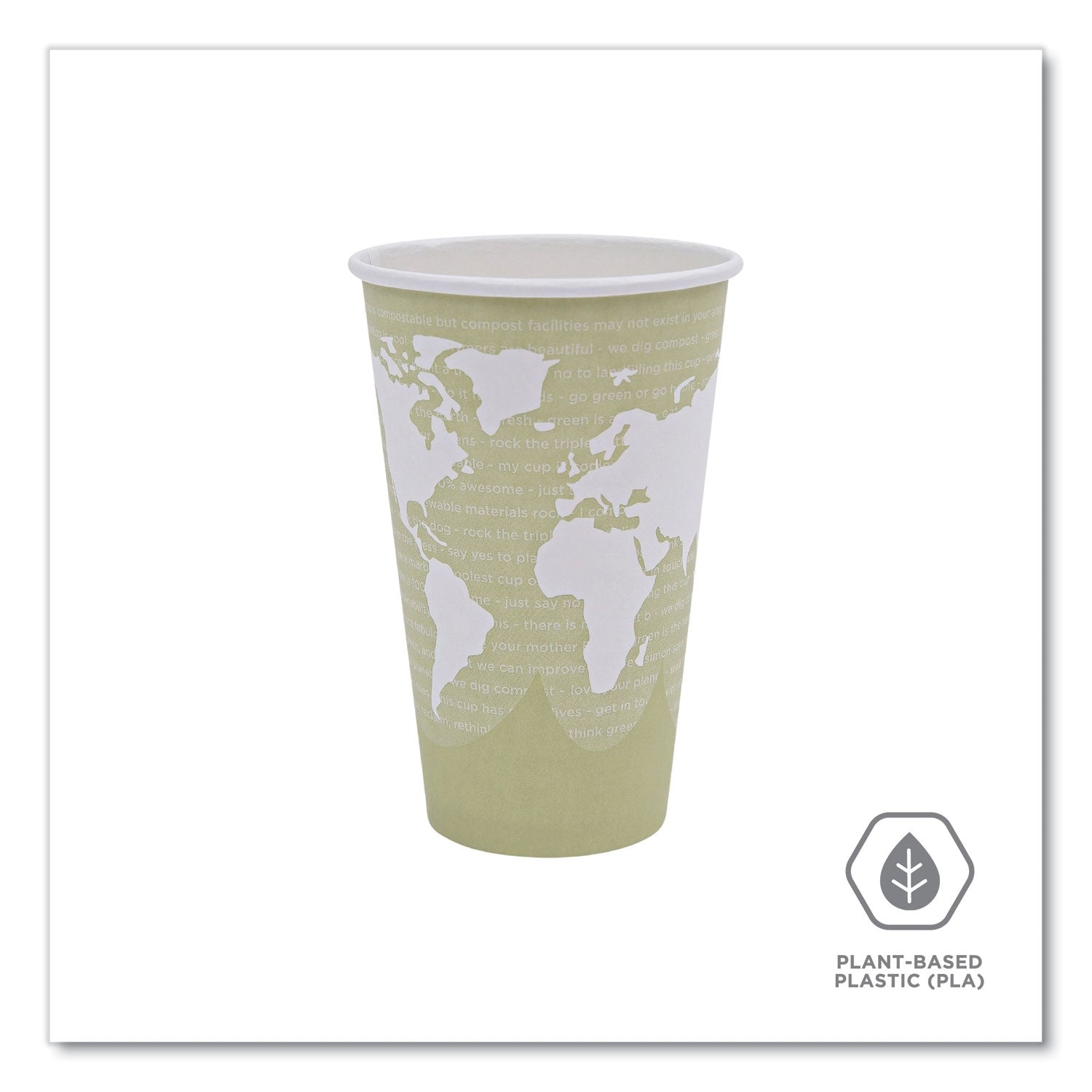 Eco-Products® World Art Renewable and Compostable Hot Cups, 16 oz, 50/Pack, 20 Packs/Carton