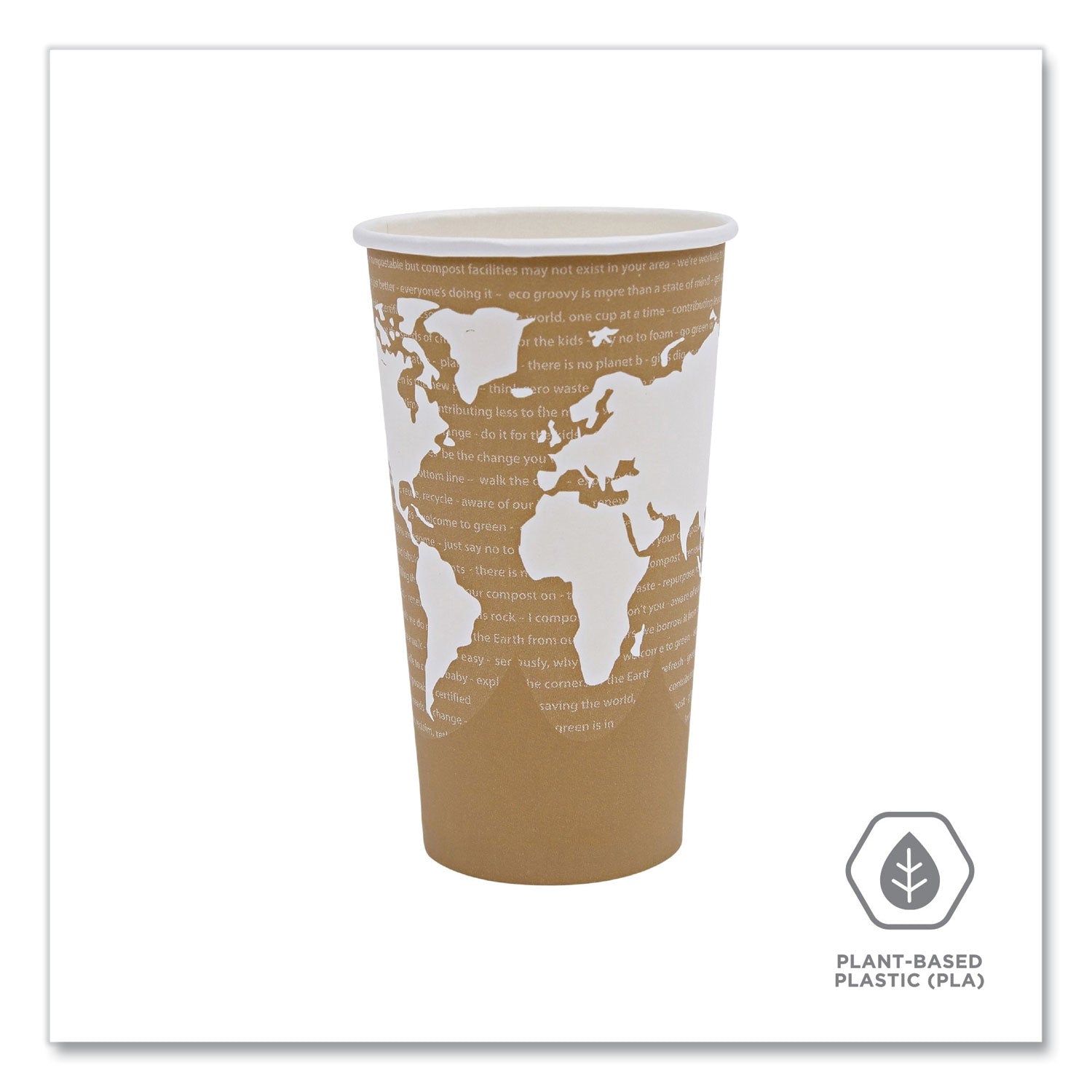 Eco-Products® World Art Renewable and Compostable Hot Cups, 20 oz, 50/Pack, 20 Packs/Carton