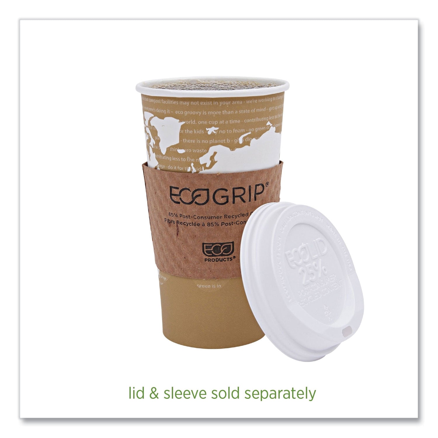 Eco-Products® World Art Renewable and Compostable Hot Cups, 20 oz, 50/Pack, 20 Packs/Carton