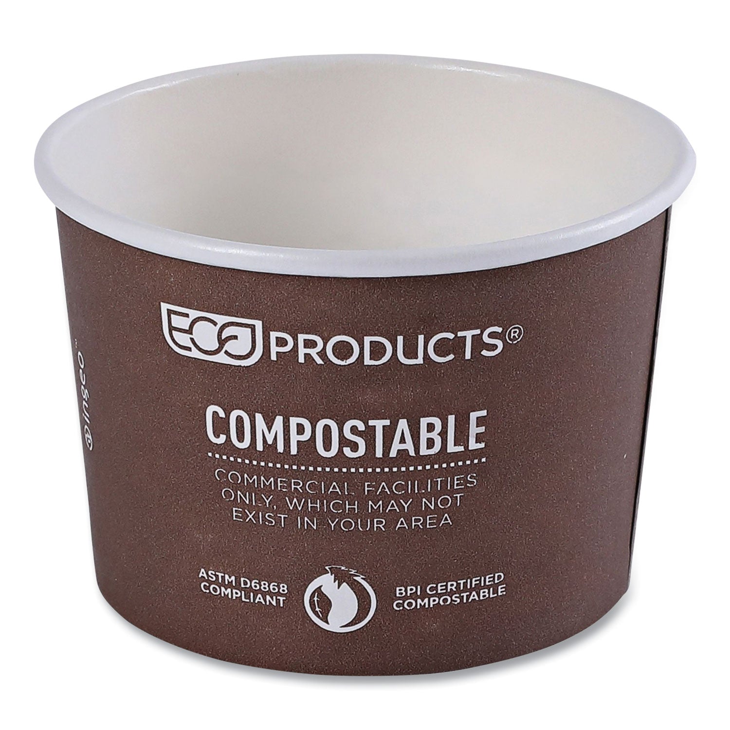 Eco-Products® World Art Renewable and Compostable Food Container, 8 oz, 3.04 Diameter x 2.3 h, Brown, Paper, 50/Pack, 20 Packs/Carton