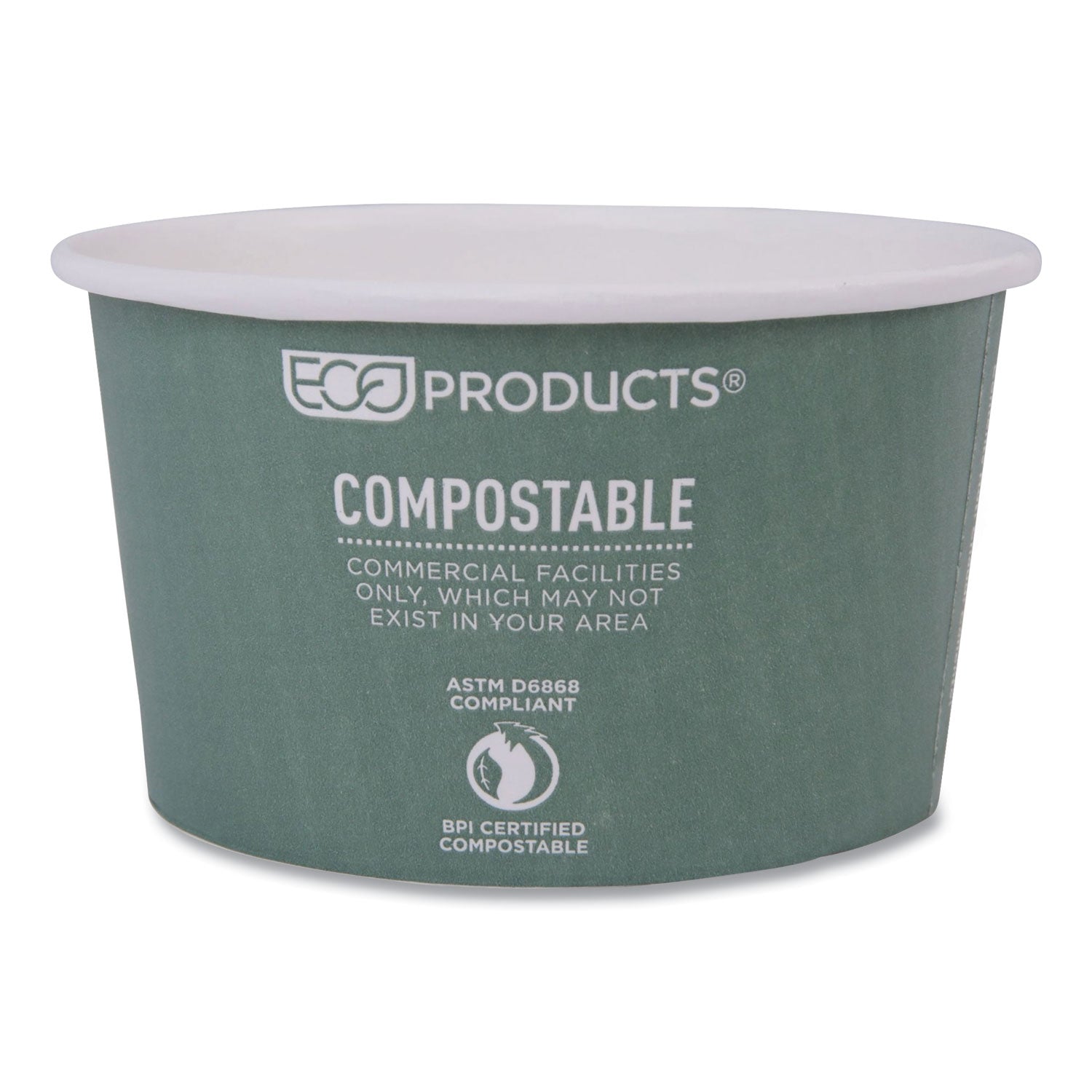 Eco-Products® World Art Renewable and Compostable Food Container, 12 oz, 4.05 Diameter x 2.5 h, Green, Paper, 25/Pack, 20 Packs/Carton