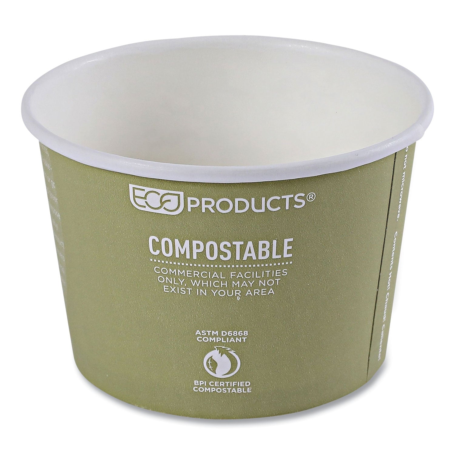 Eco-Products® World Art Renewable and Compostable Food Container, 16 oz, 4.05 Diameter x 3 h, Seafoam, Paper, 25/Pack, 20 Packs/Carton