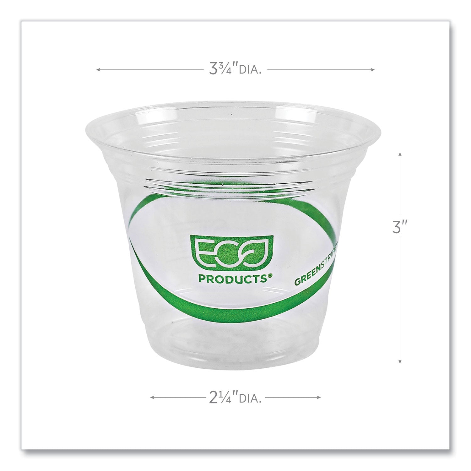 Eco-Products® GreenStripe Renewable and Compostable Cold Cups, 9 oz, Clear, 50/Pack, 20 Packs/Carton