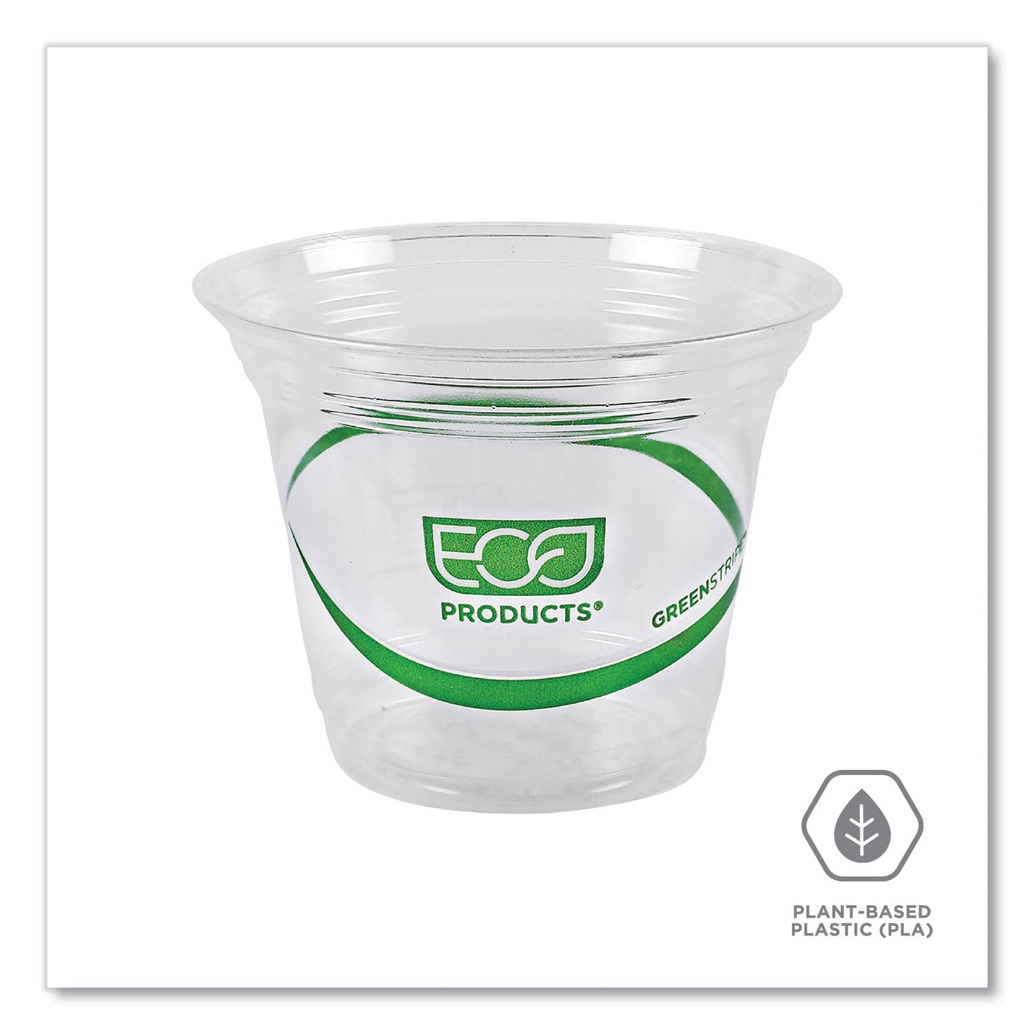 Eco-Products® GreenStripe Renewable and Compostable Cold Cups, 9 oz, Clear, 50/Pack, 20 Packs/Carton