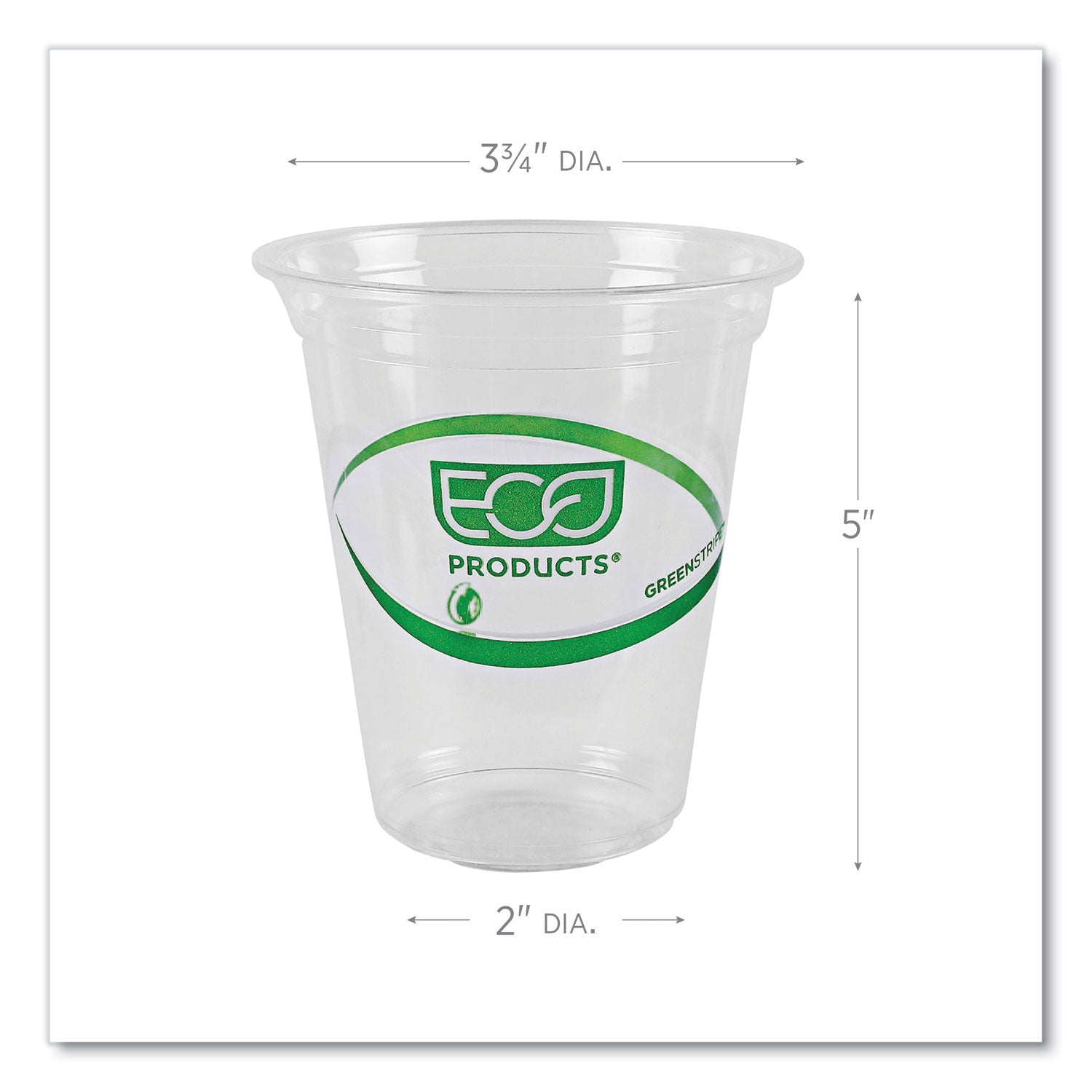 Eco-Products® GreenStripe Renewable and Compostable Cold Cups, 16 oz, Clear, 50/Pack, 20 Packs/Carton