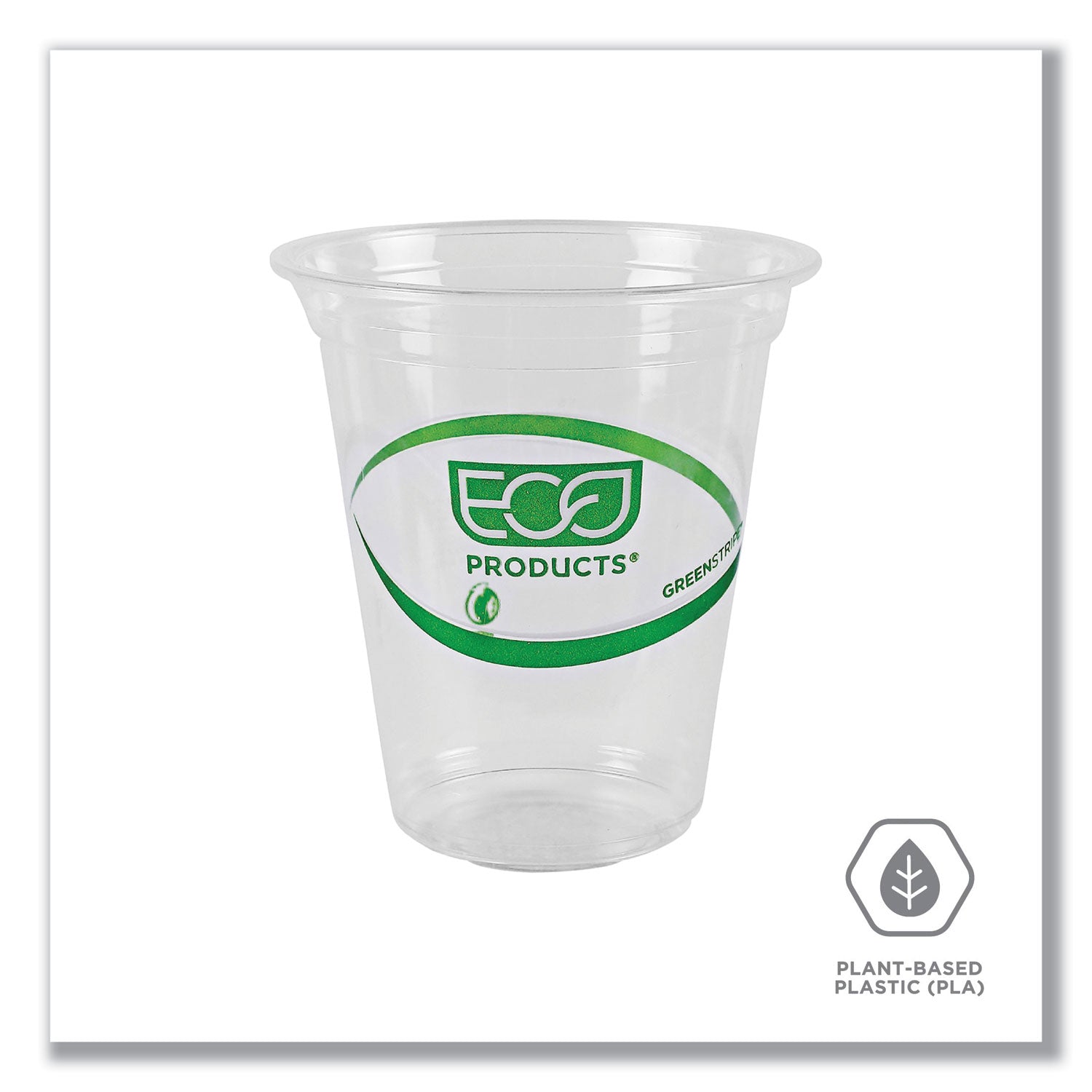 Eco-Products® GreenStripe Renewable and Compostable Cold Cups, 16 oz, Clear, 50/Pack, 20 Packs/Carton