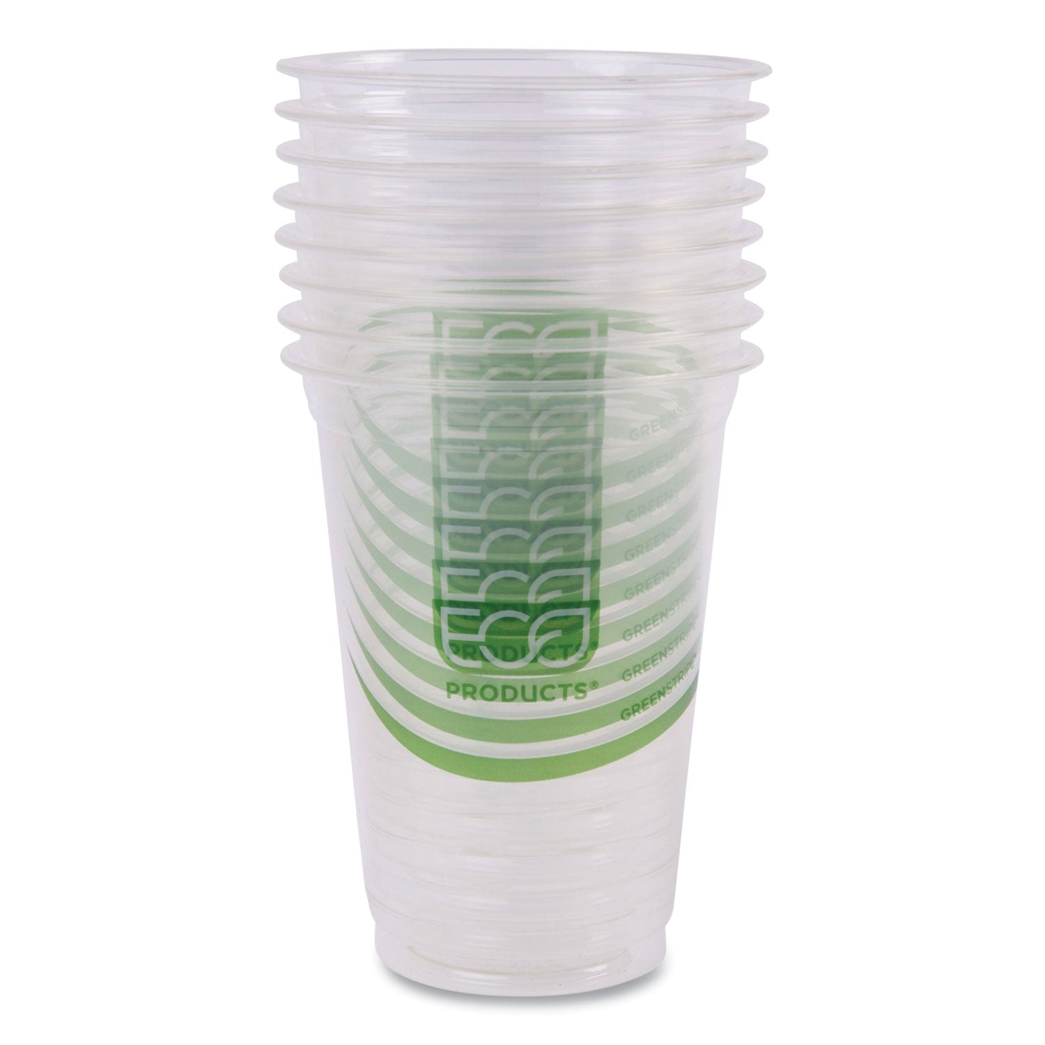 Eco-Products® GreenStripe Renewable and Compostable Cold Cups, 16 oz, Clear, 50/Pack, 20 Packs/Carton