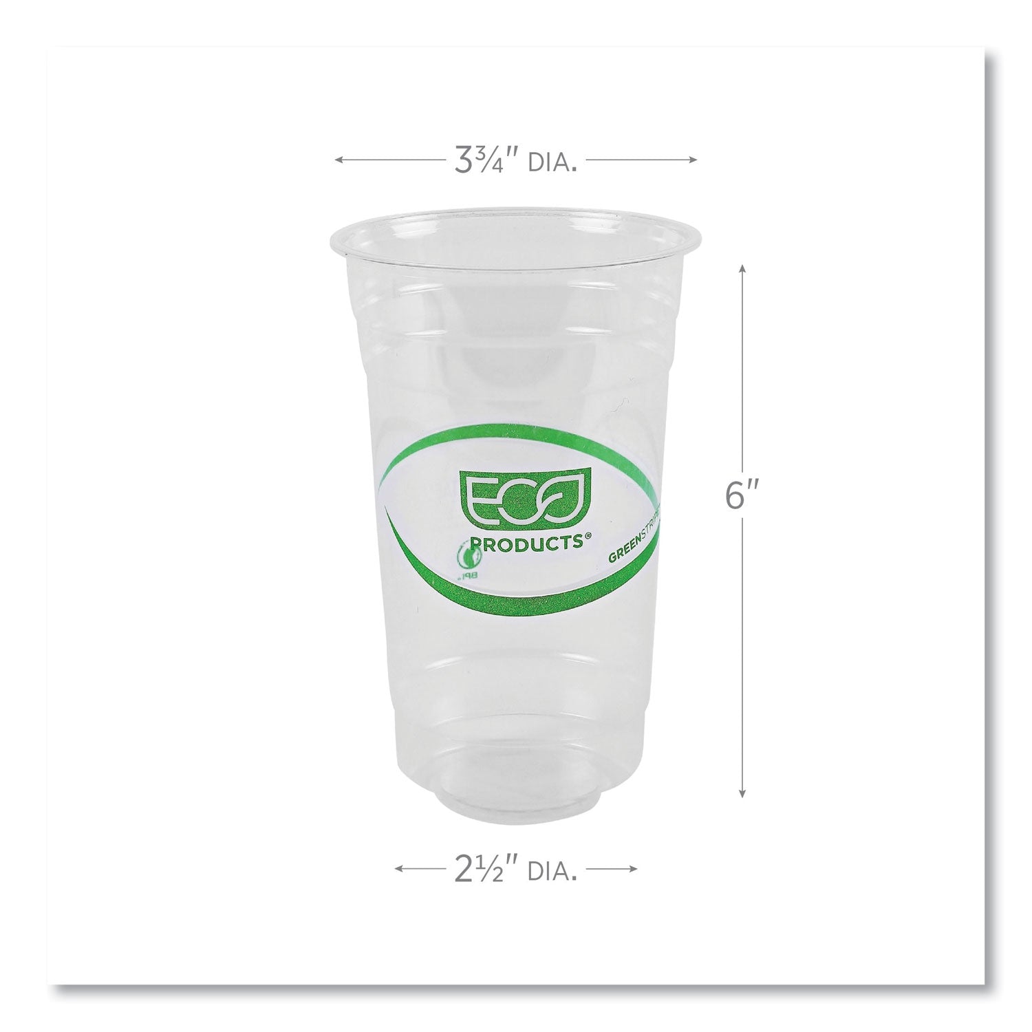 Eco-Products® GreenStripe Renewable and Compostable PLA Cold Cups, 24 oz, 50/Pack, 20 Packs/Carton