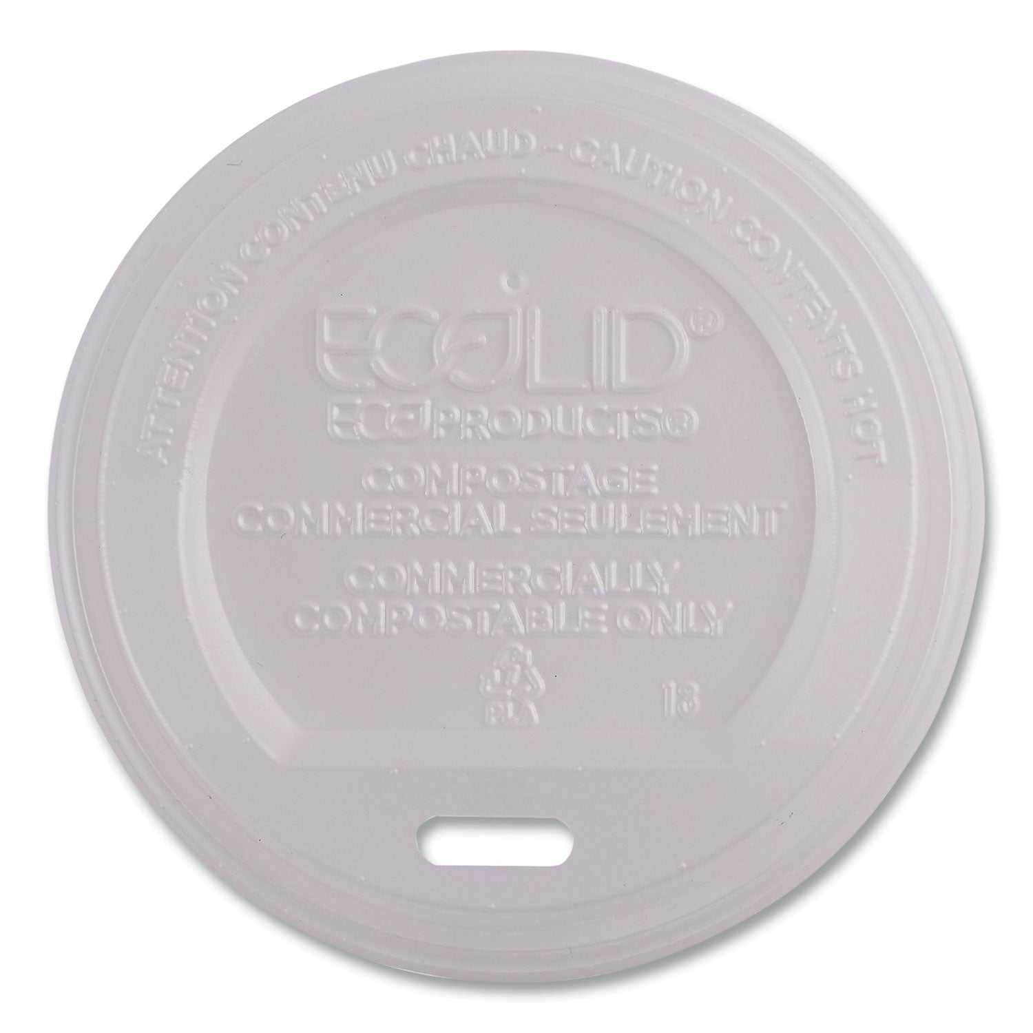 Eco-Products® EcoLid Renewable/Compostable Hot Cup Lids, PLA, Fits 8 oz Hot Cups, 50/Packs, 16 Packs/Carton