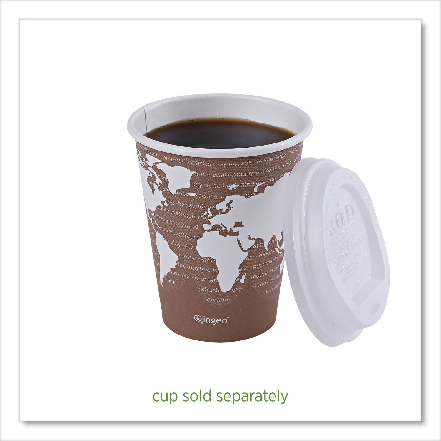 Eco-Products® EcoLid Renewable/Compostable Hot Cup Lids, PLA, Fits 8 oz Hot Cups, 50/Packs, 16 Packs/Carton