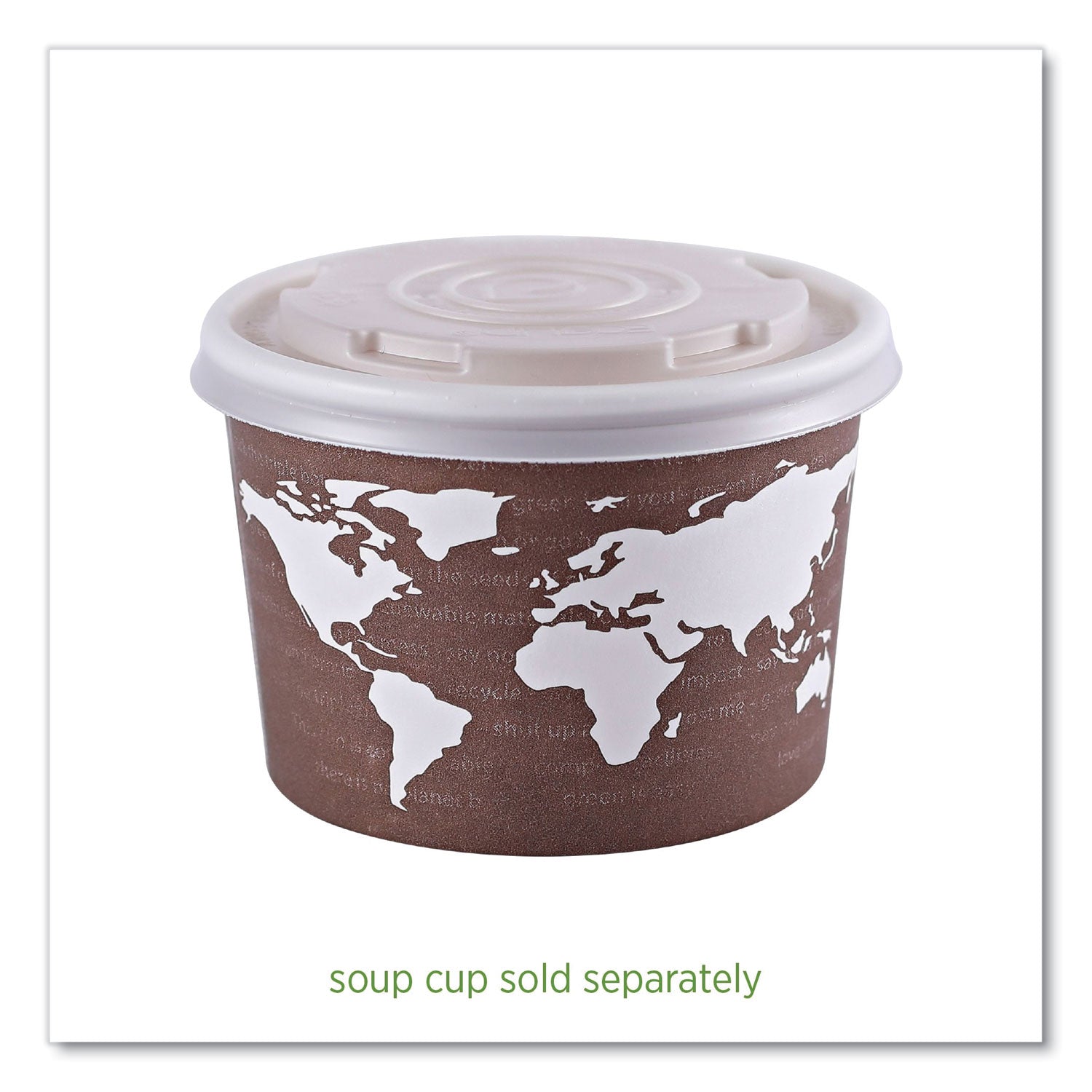 Eco-Products® World Art PLA-Laminated Soup Container Lids, Fits 8 oz Sizes, Translucent, Plastic, 50/Pack, 20 Packs/Carton