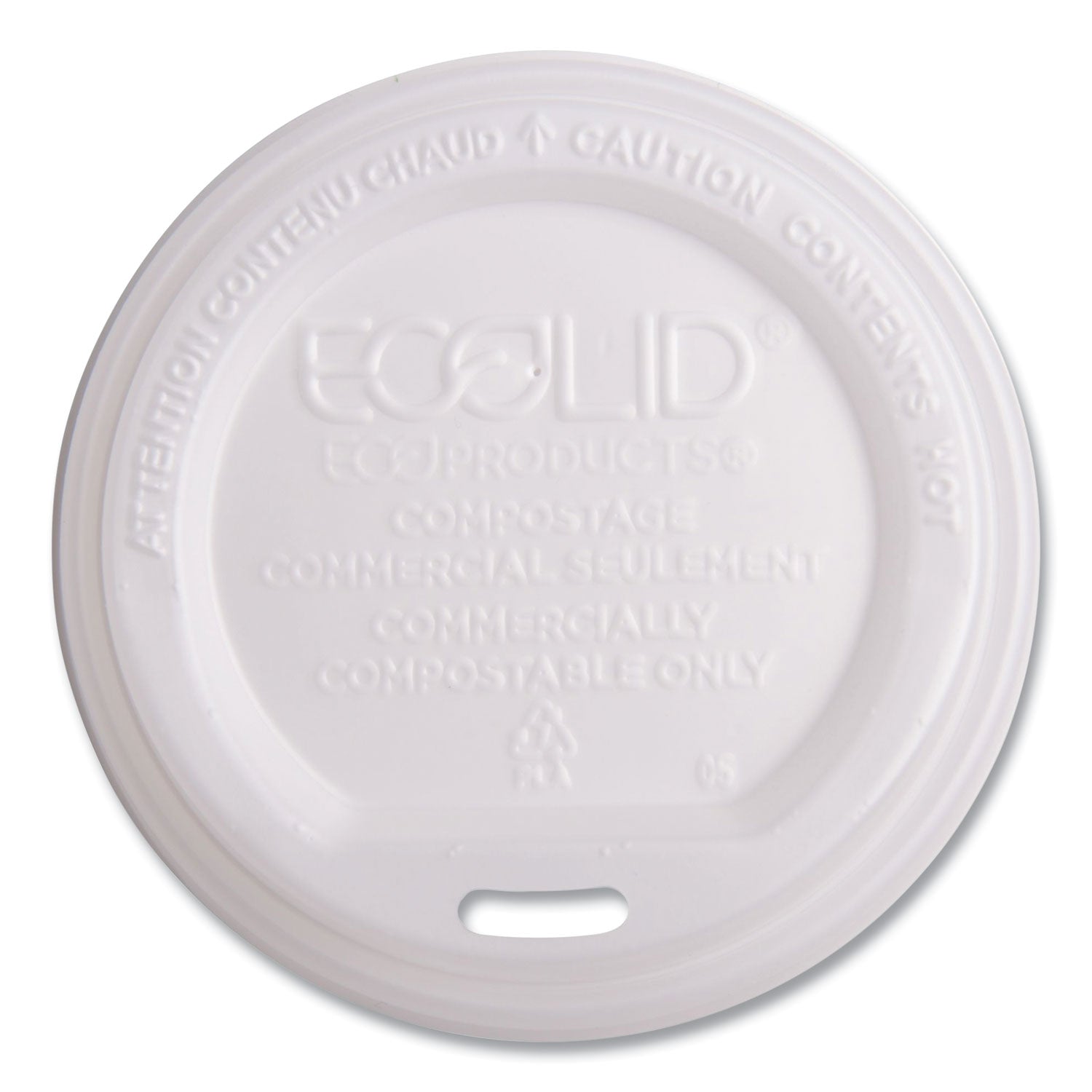 EcoLid Renewable/Compostable Hot Cup Lid, PLA, Fits 10 oz to 20 oz Hot Cups, 50/Pack, 16 Packs/Carton