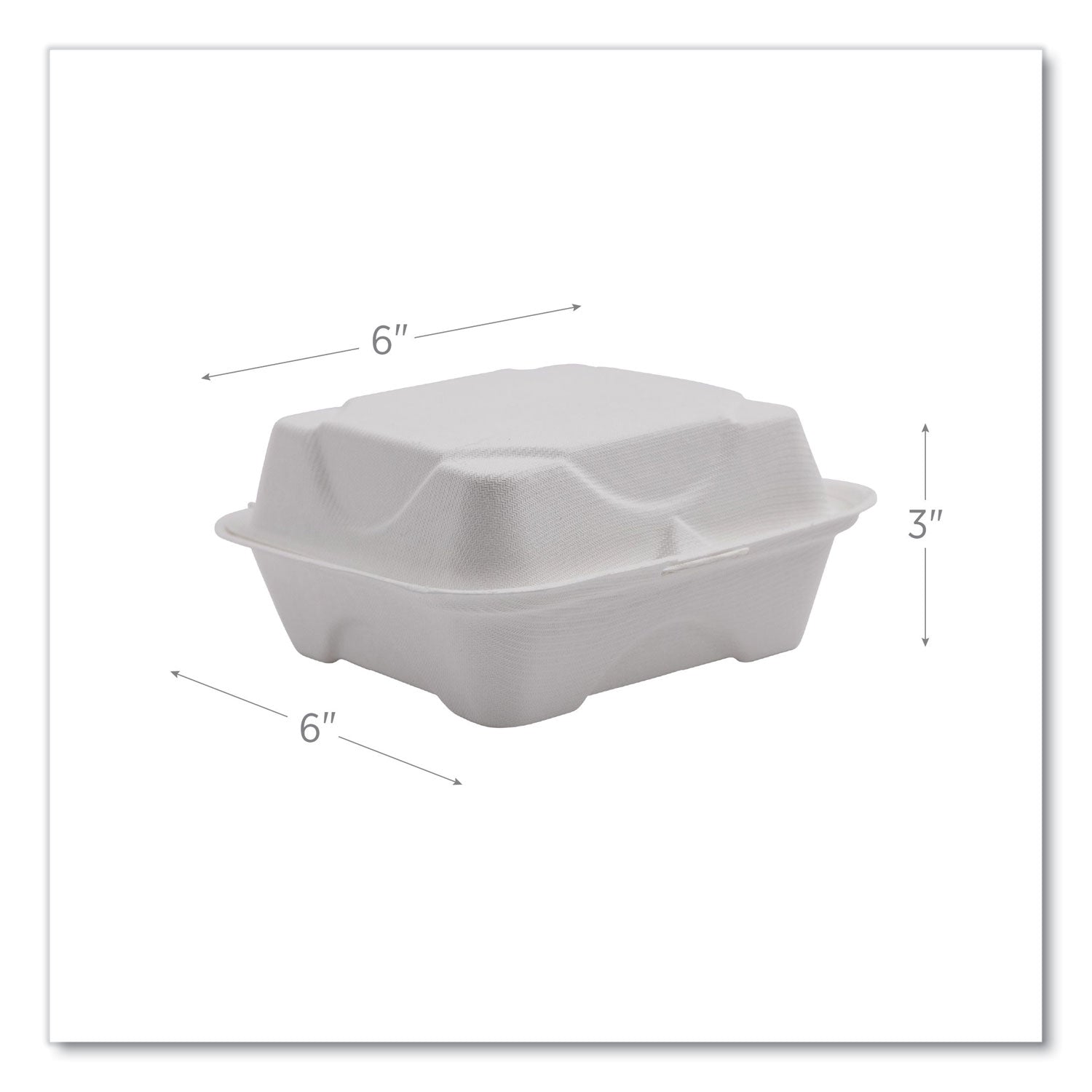 Eco-Products® Vanguard Renewable and Compostable Sugarcane Clamshells, 6 x 6 x 3, White, 500/Carton