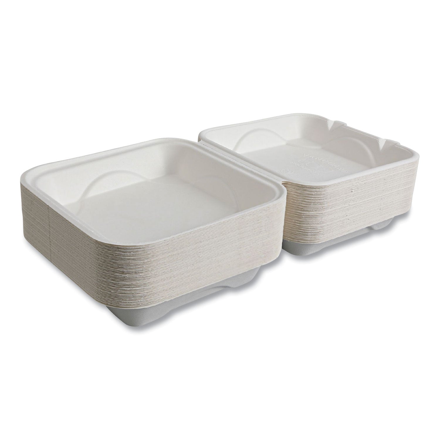 Eco-Products® Vanguard Renewable and Compostable Sugarcane Clamshells, 1-Compartment, 9 x 9 x 3, White, 200/Carton