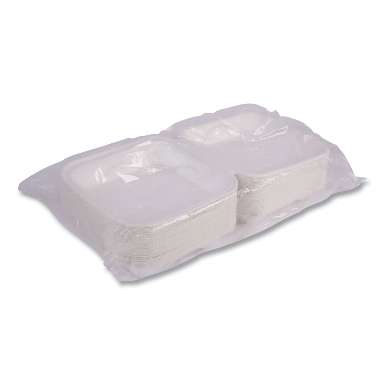 Eco-Products® Vanguard Renewable and Compostable Sugarcane Clamshells, 1-Compartment, 9 x 9 x 3, White, 200/Carton