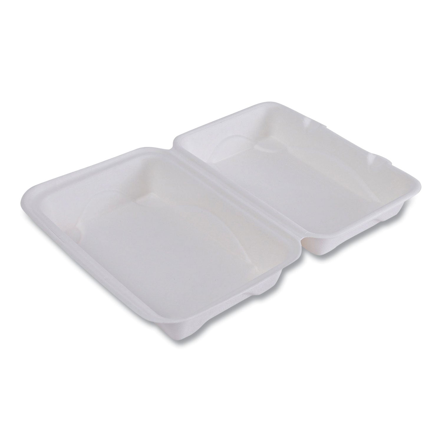 Eco-Products® Vanguard Renewable and Compostable Sugarcane Clamshells, 1-Compartment, 9 x 6 x 3, White, 250/Carton