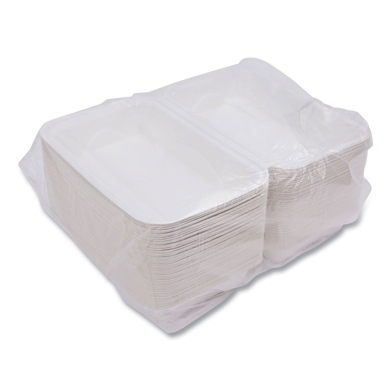 Eco-Products® Vanguard Renewable and Compostable Sugarcane Clamshells, 1-Compartment, 9 x 6 x 3, White, 250/Carton