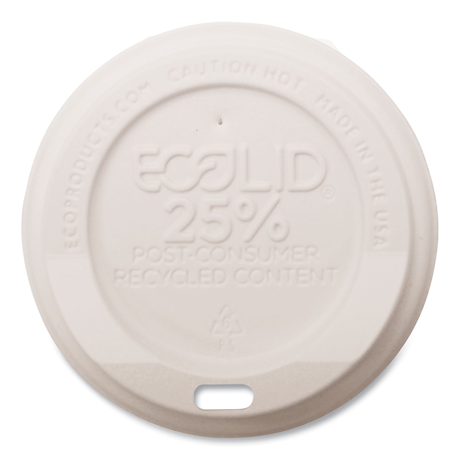 EcoLid 25% Recycled Content Hot Cup Lid, White, Fits 8 oz Hot Cups, 100/Pack, 10 Packs/Carton