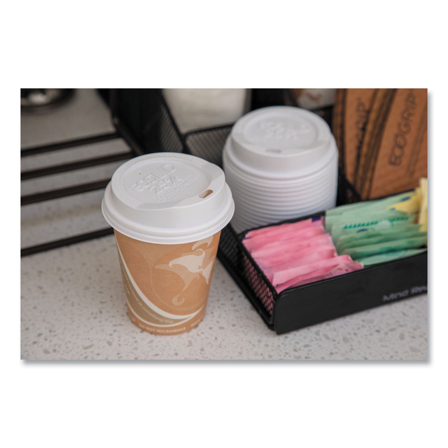 Eco-Products® EcoLid 25% Recycled Content Hot Cup Lid, White, Fits 8 oz Hot Cups, 100/Pack, 10 Packs/Carton