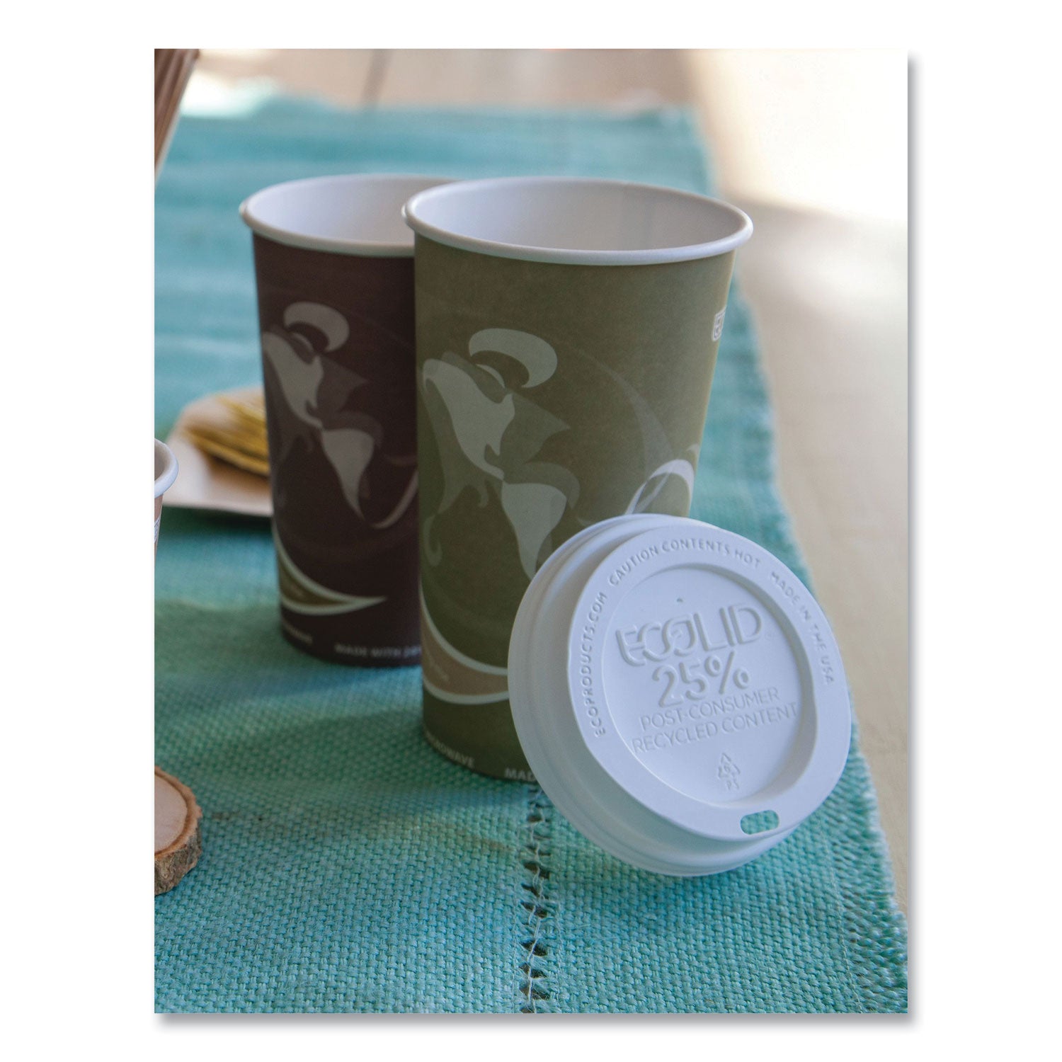 Eco-Products® EcoLid 25% Recycled Content Hot Cup Lid, White, Fits 10 oz to 20 oz Cups, 100/Pack, 10 Packs/Carton