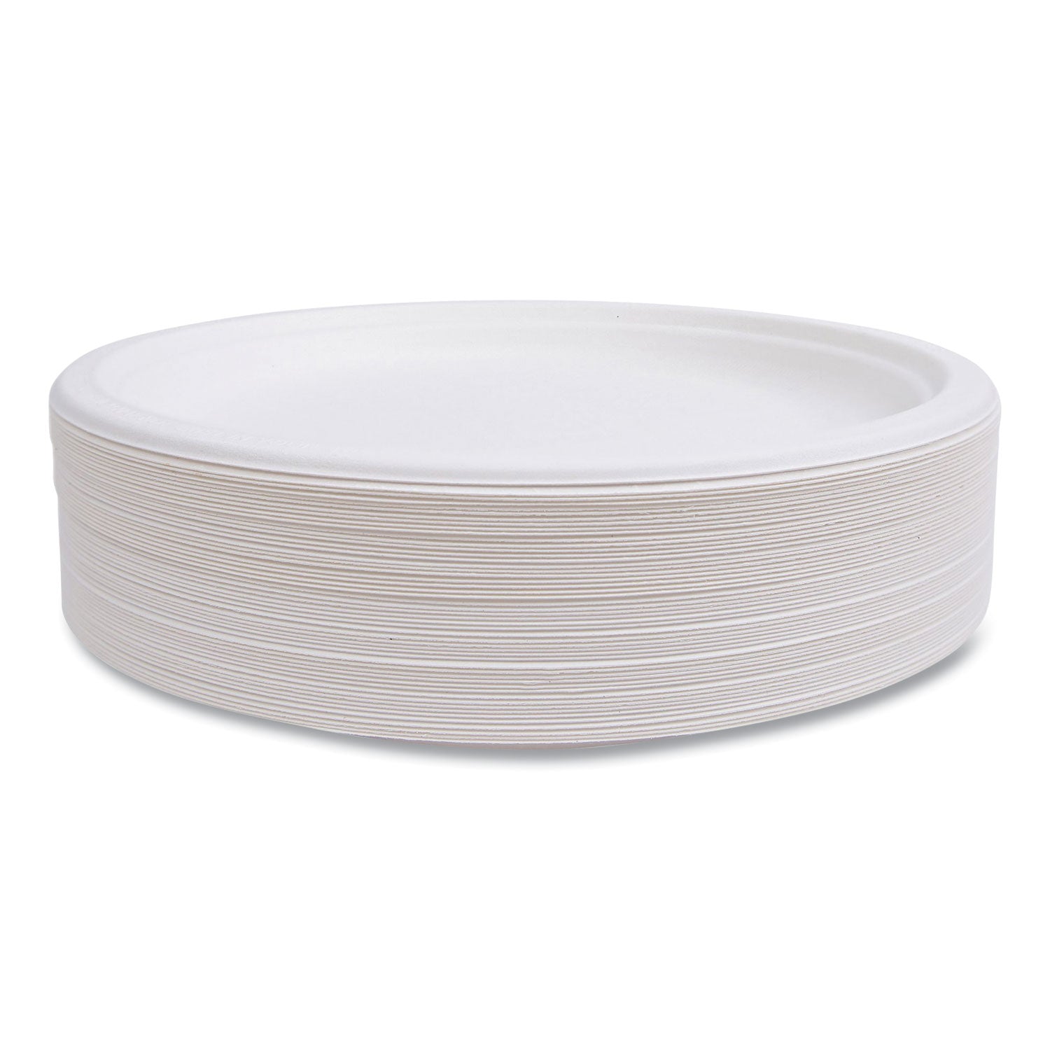 Eco-Products® Vanguard Renewable and Compostable Sugarcane Plates, 10" dia, White, 500/Carton