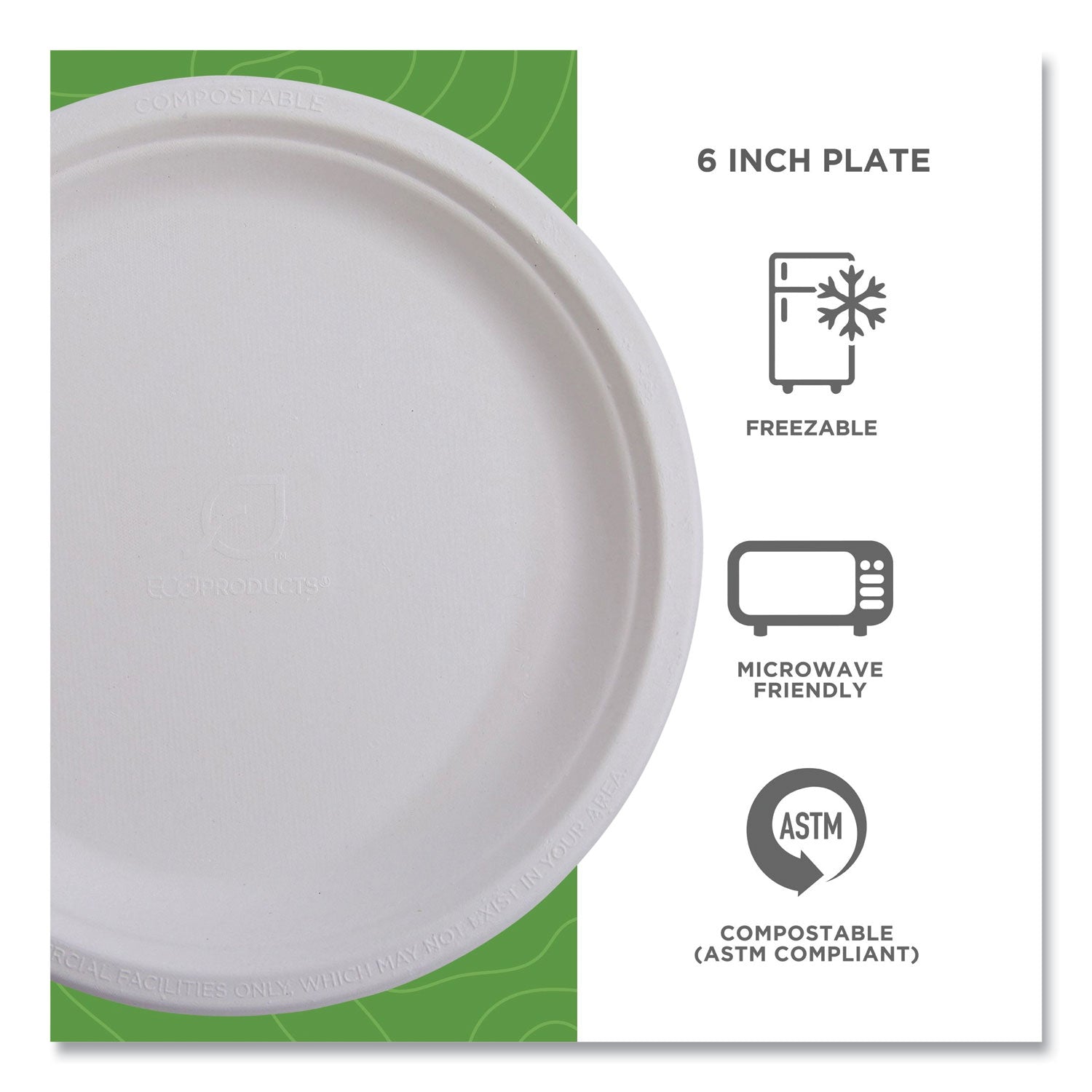 Renewable Sugarcane Plates, 6" dia, Natural White, 1,000/Carton Eco-Products® Flipcost