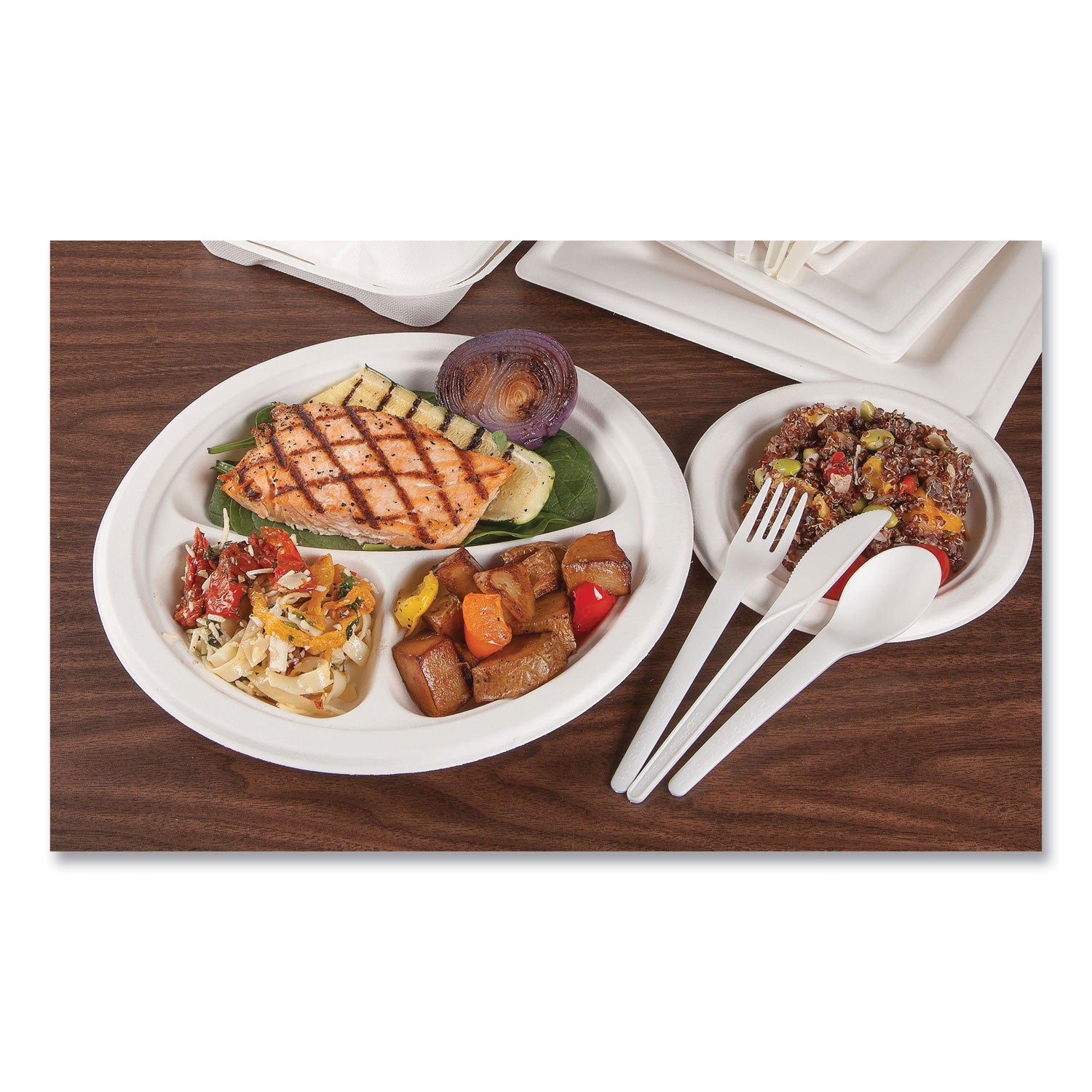 Eco-Products® Vanguard Renewable and Compostable Sugarcane Plates, 6" dia, White, 1,000/Carton