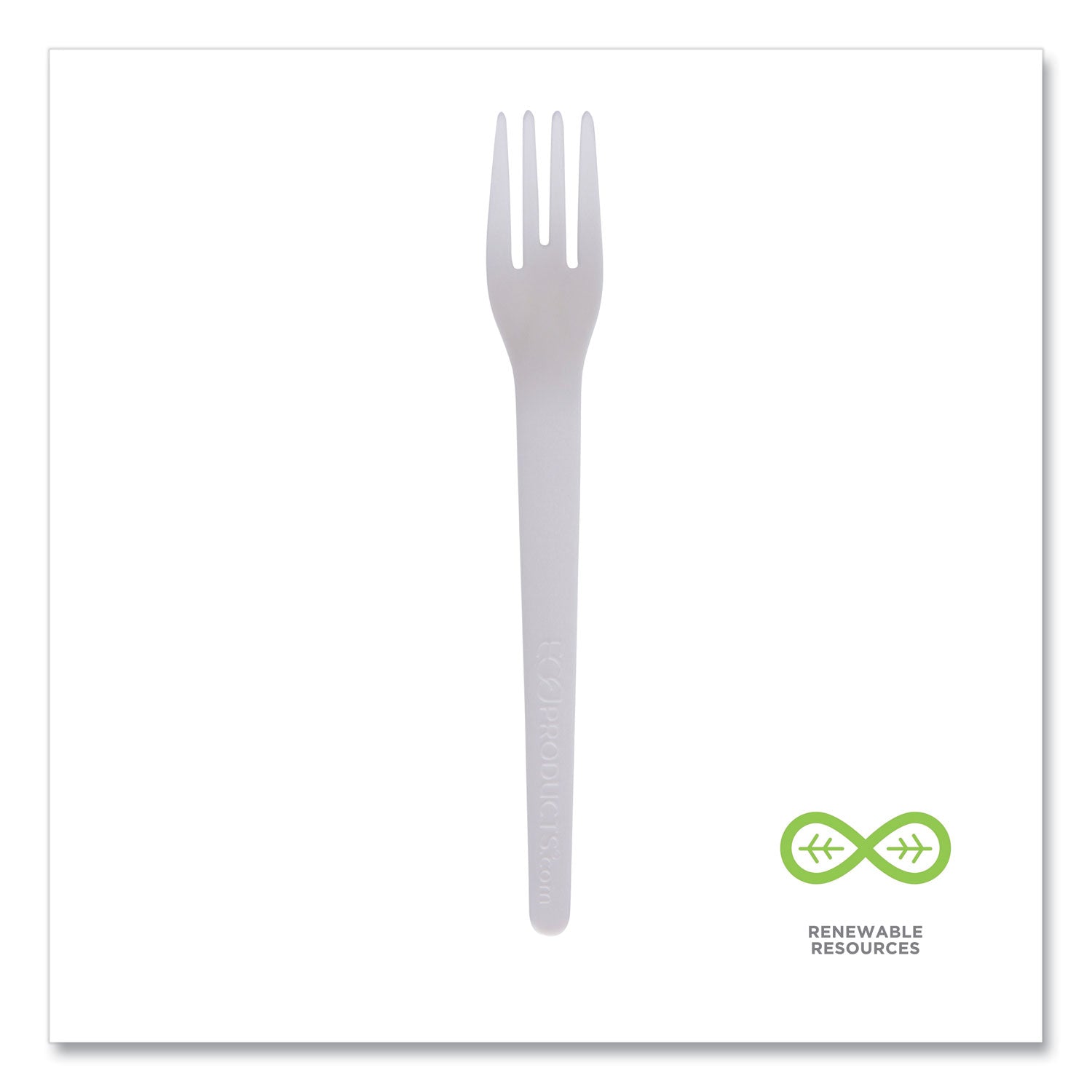 Eco-Products® Plantware Compostable Cutlery, Fork, 6", Pearl White, 50/Pack, 20 Pack/Carton