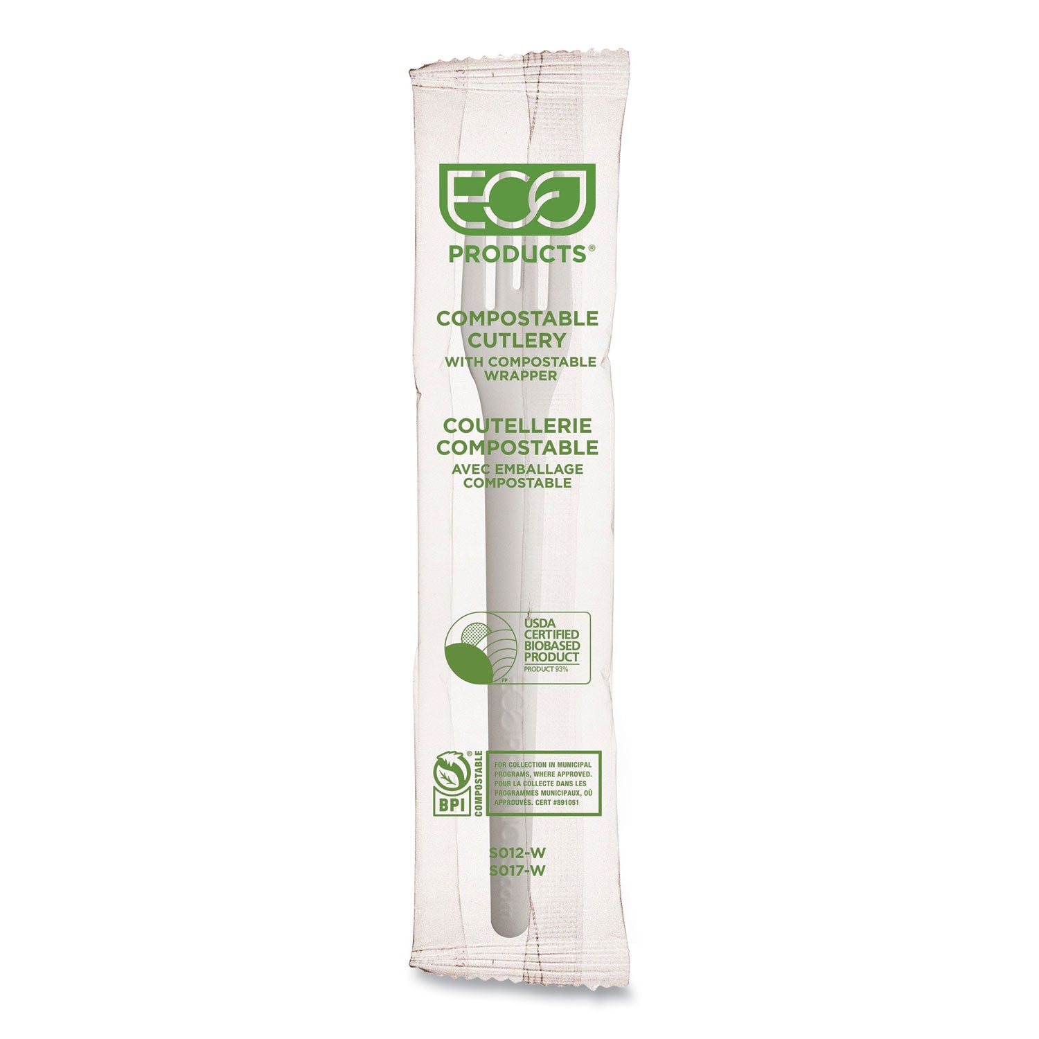 Eco-Products® Plantware Compostable Cutlery, Fork, 6", White, 1,000/Carton