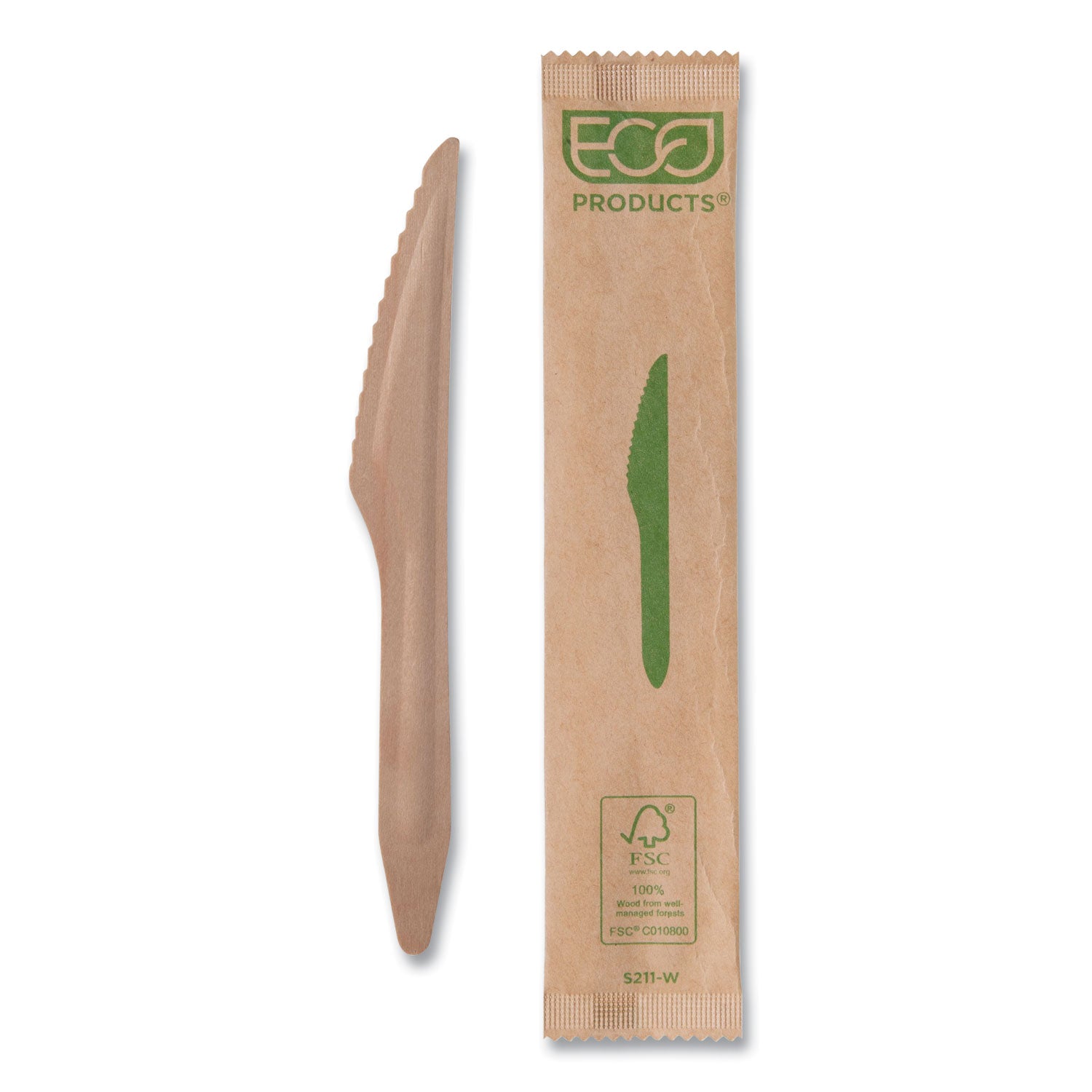 Eco-Products® Wood Cutlery, Knife, Natural, 500/Carton