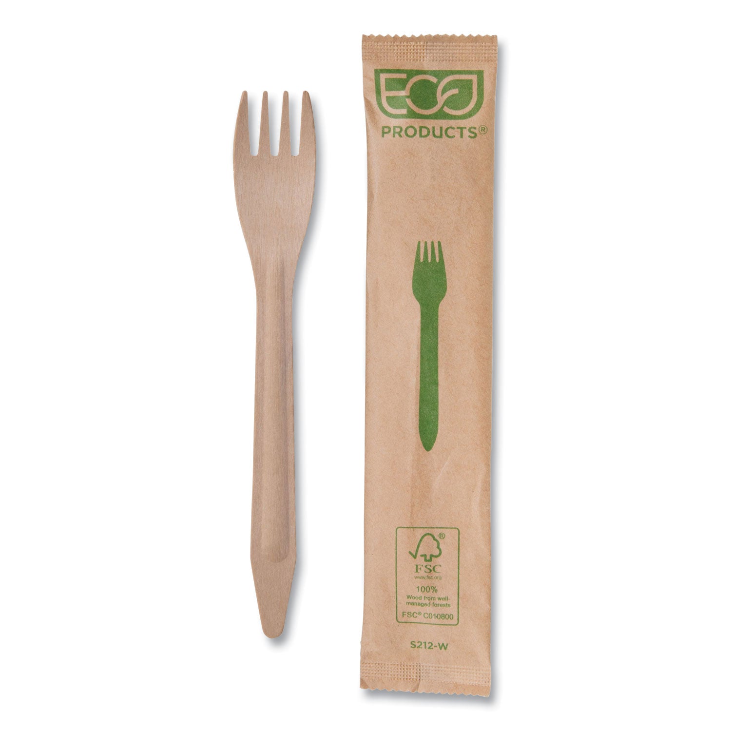 Eco-Products® Wood Cutlery, Fork, Natural, 500/Carton