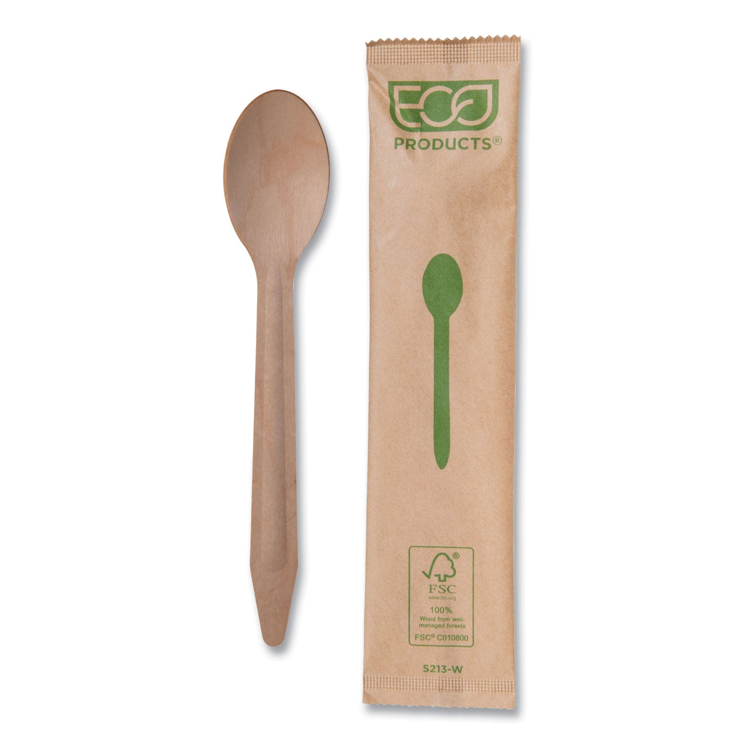 Eco-Products® Wood Cutlery, Spoon, Natural, 500/Carton