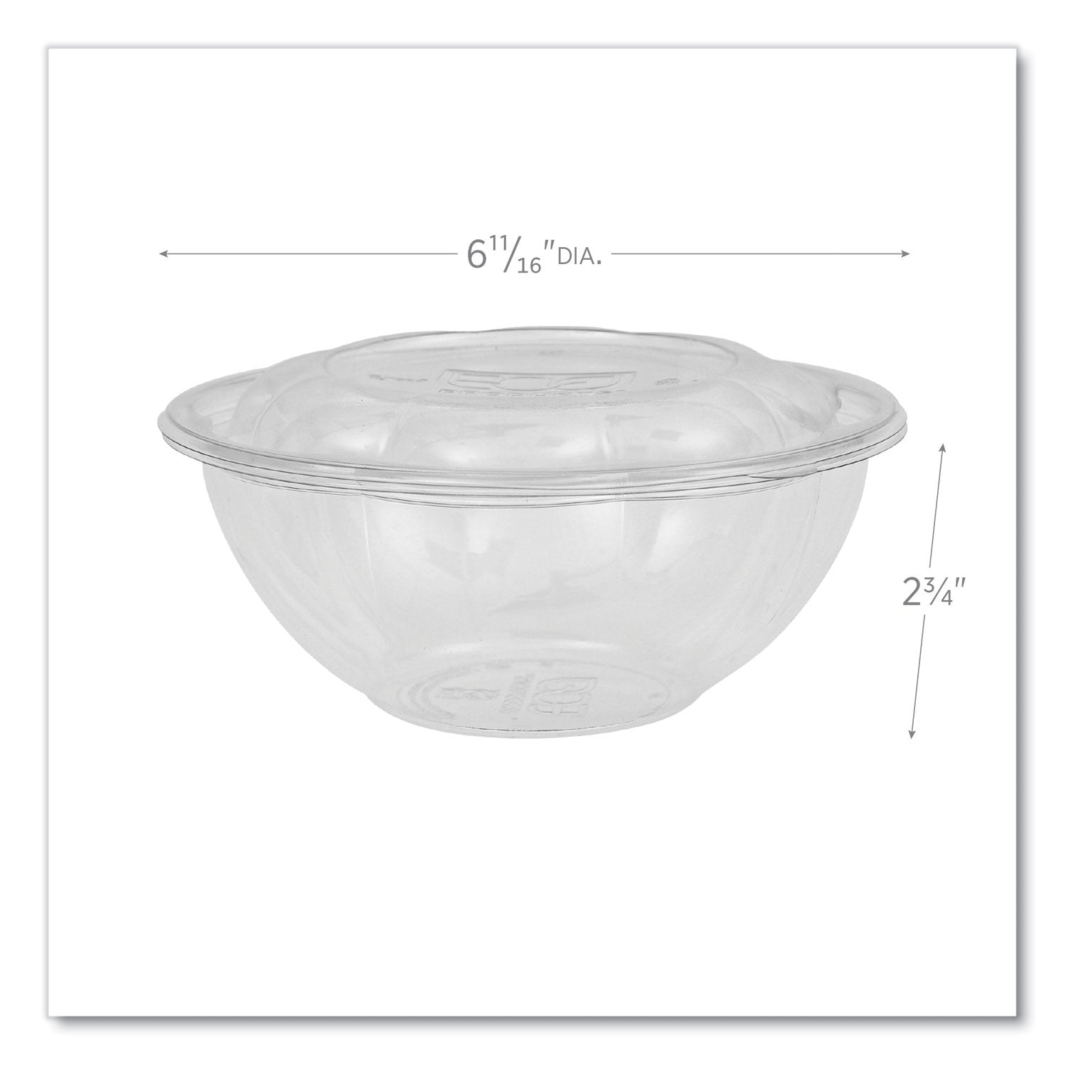 Eco-Products® Renewable and Compostable Salad Bowls with Lids, 24 oz, Clear, Plastic, 50/Pack, 3 Packs/Carton