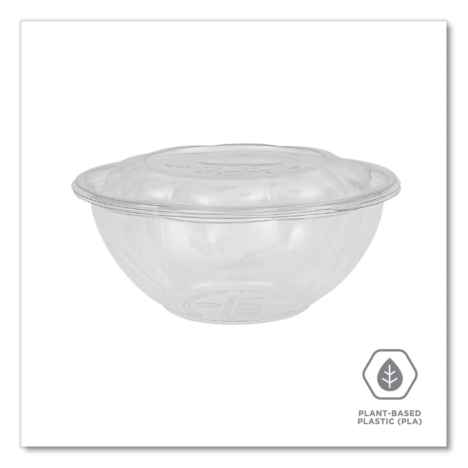 Eco-Products® Renewable and Compostable Salad Bowls with Lids, 24 oz, Clear, Plastic, 50/Pack, 3 Packs/Carton