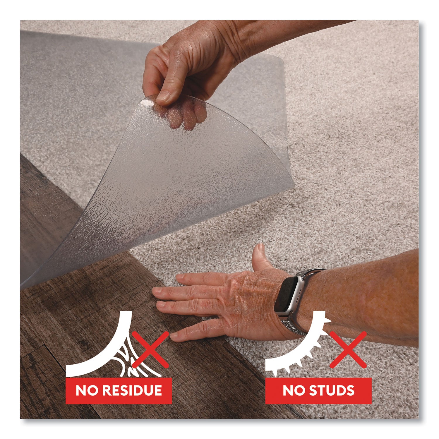 deflecto® SuperGrip Chair Mat, Rectangular, 36 x 48, Clear, 42/Pallet