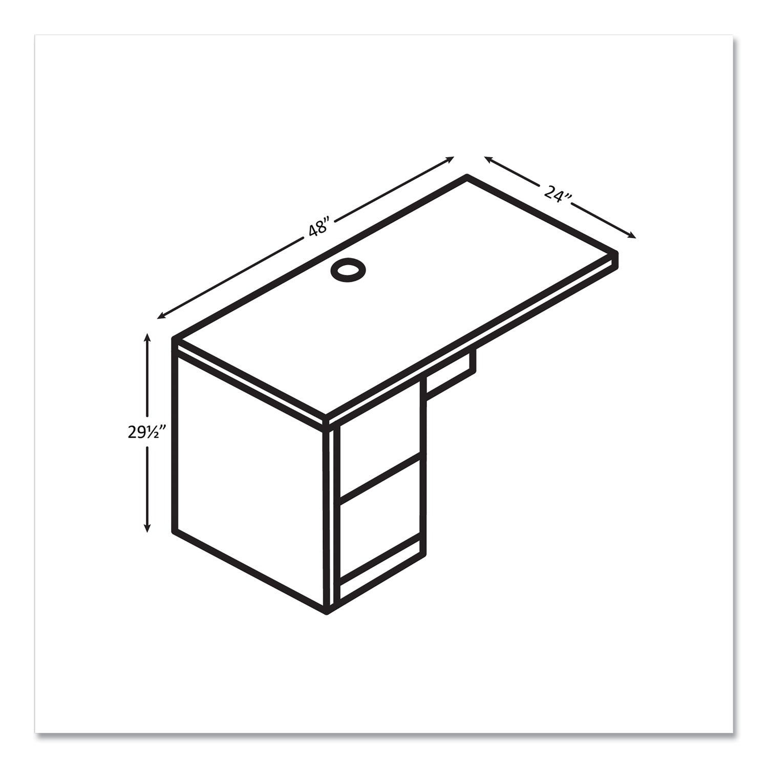 HON® 10500 Series Left Pedestal Return, 48 x 24 x 29.5, Pinnacle