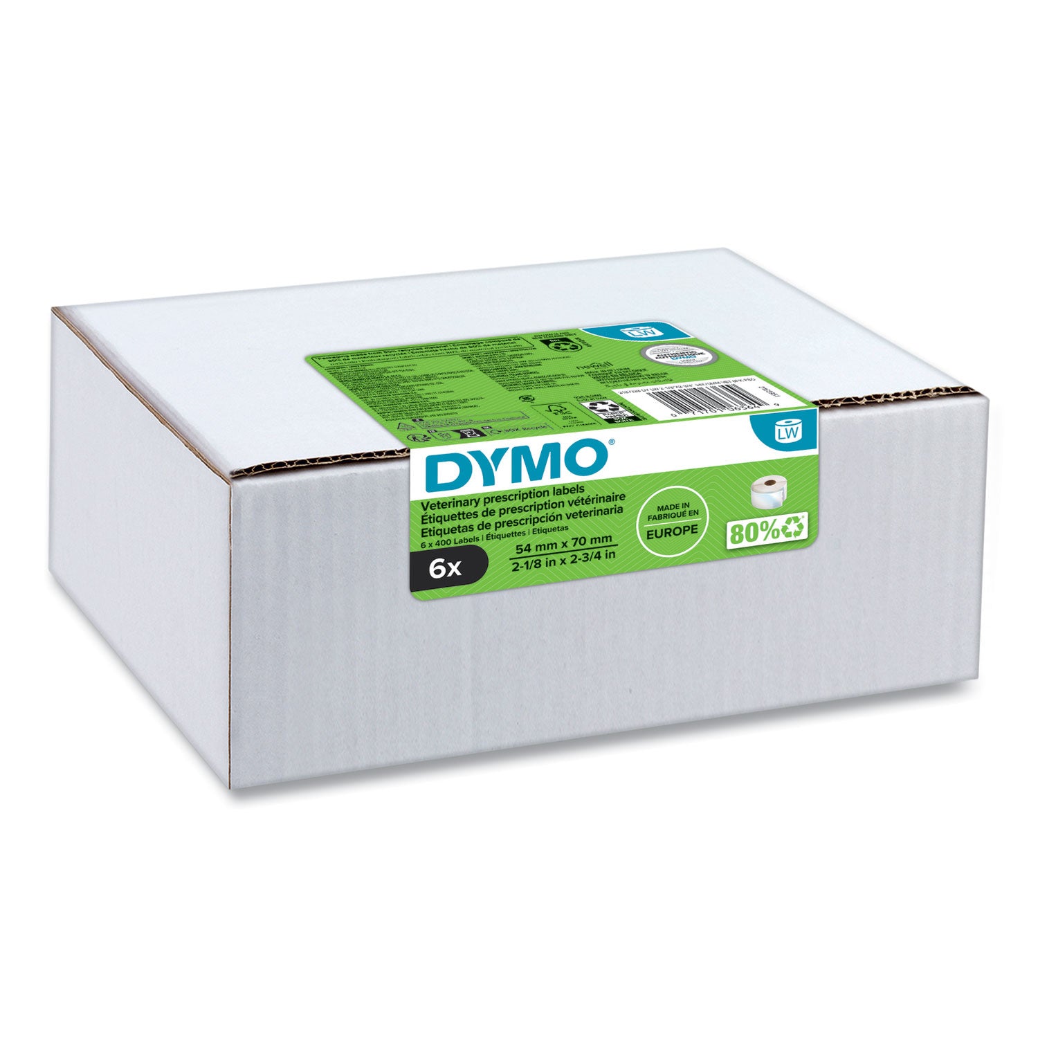 DYMO® Veterinary Prescription Labels for LabelWriter Label Printers, 2.75 x 2.12, Black/White, 400 Labels/Roll, 6 Rolls/Pack