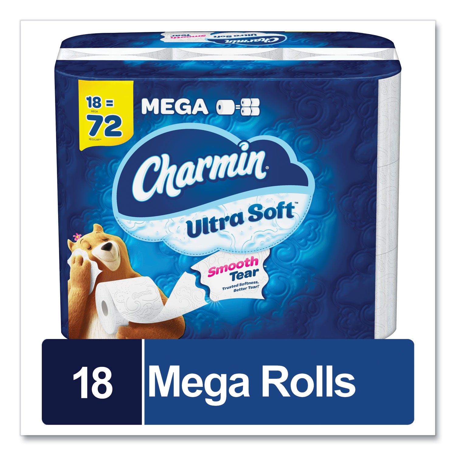 Charmin® Ultra Soft Bathroom Tissue, Mega Roll, Septic Safe, 2-Ply, White, 224 Sheets/Roll, 18 Rolls/Carton